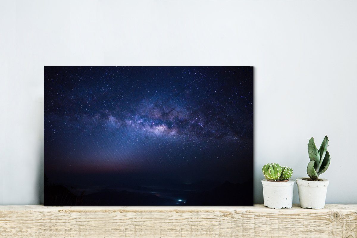 OneMillionCanvasses® Leinwandbild Leinwandbilder, cm eine (1 Nacht, St), bringt Die Farbe Wanddeko, Wandbild Milchstraße dunkle in Aufhängefertig, 30x20