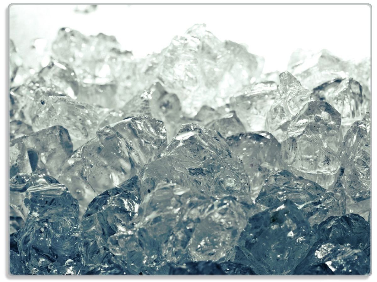 Wallario Schneidebrett Leuchtendes Eis in blau-grau, ESG-Sicherheitsglas, (inkl. rutschfester Gummifüße 4mm, 1-St), 30x40cm