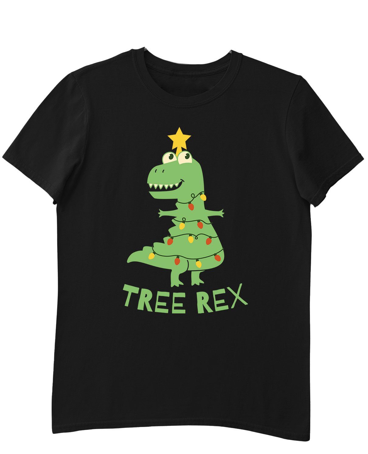 Dinosaurier T-Shirt Herren Formatee Kurzarmshirt Tree Weihnachtsbaum Quattro (1-tlg) Rex