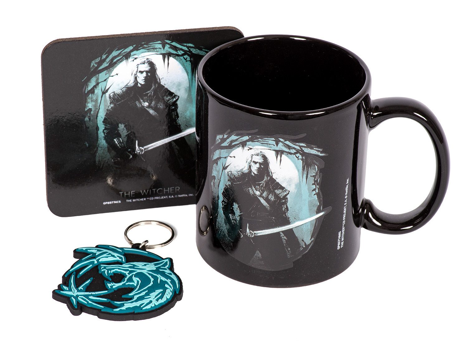 PYRAMID Tasse Geschenkset (Tasse, Untersetzer & Schlüsselanhänger) - The Witcher (NE