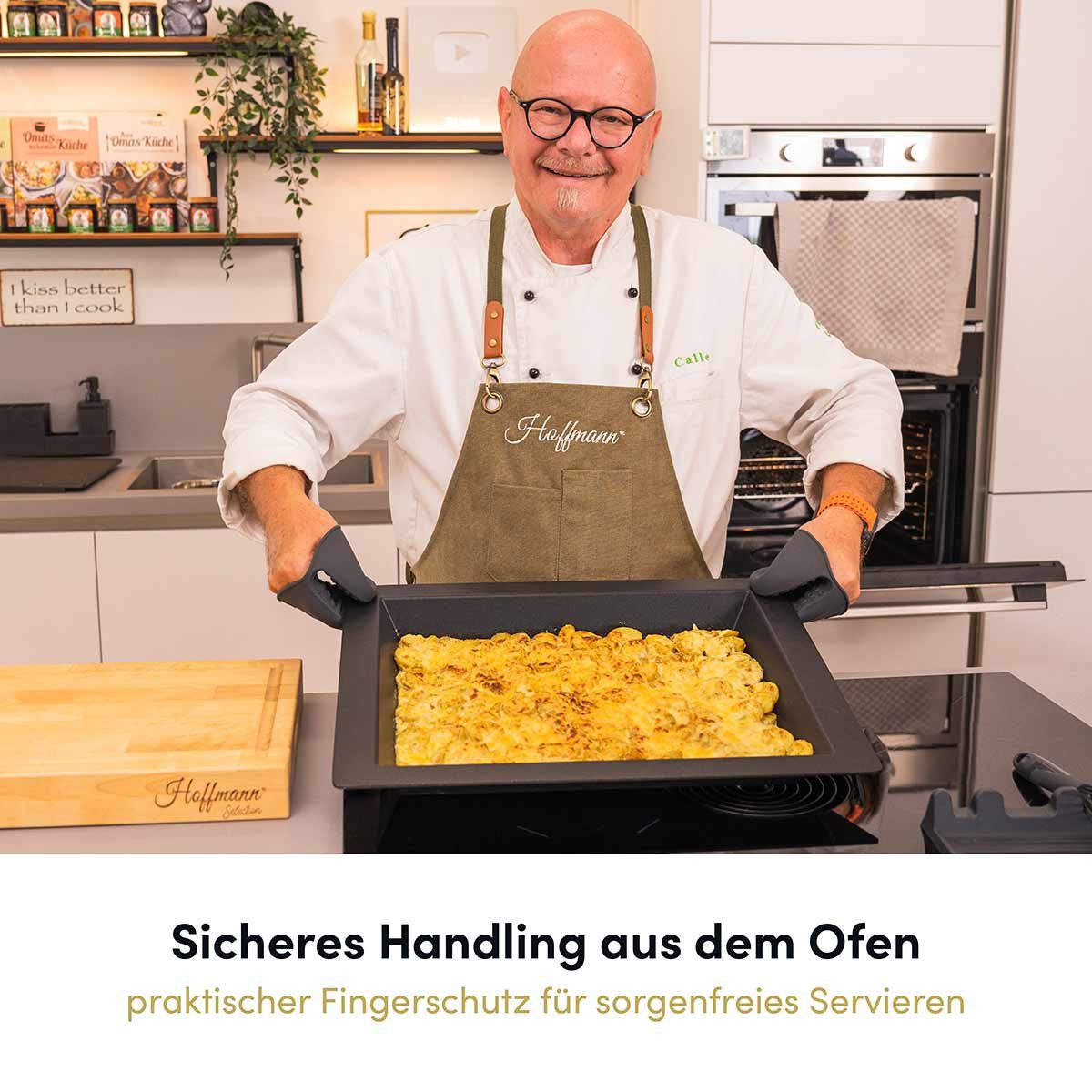 Hoffmann Germany Topfhandschuhe Silikon Fingerschutz 2er-Set anthrazit – 230°C hitzebeständig, (Set, 2-tlg., 2x Fingerschutz), spülmaschinenfest, lebensmittelecht, Backplatten & Töpfe