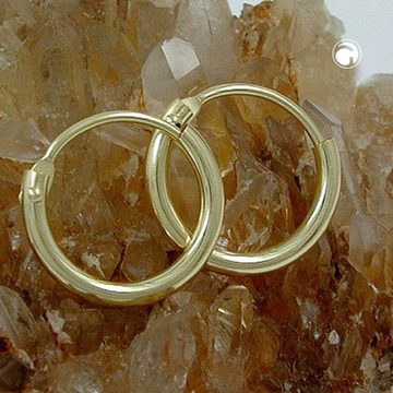 unbespielt Paar Creolen Ohrringe Drahtcreole glänzend 333 Gold 11 mm inkl. Schmuckbox, Goldschmuck für Damen