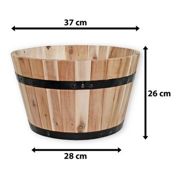 colourliving Pflanzkübel Pflanzkübel Holz rund 37 cm Holzfass Blumenkübel Blumentopf Akazieholz (1x Pflanzkübel), Wasserablaufloch, Naturprodukt, Pflanztopf