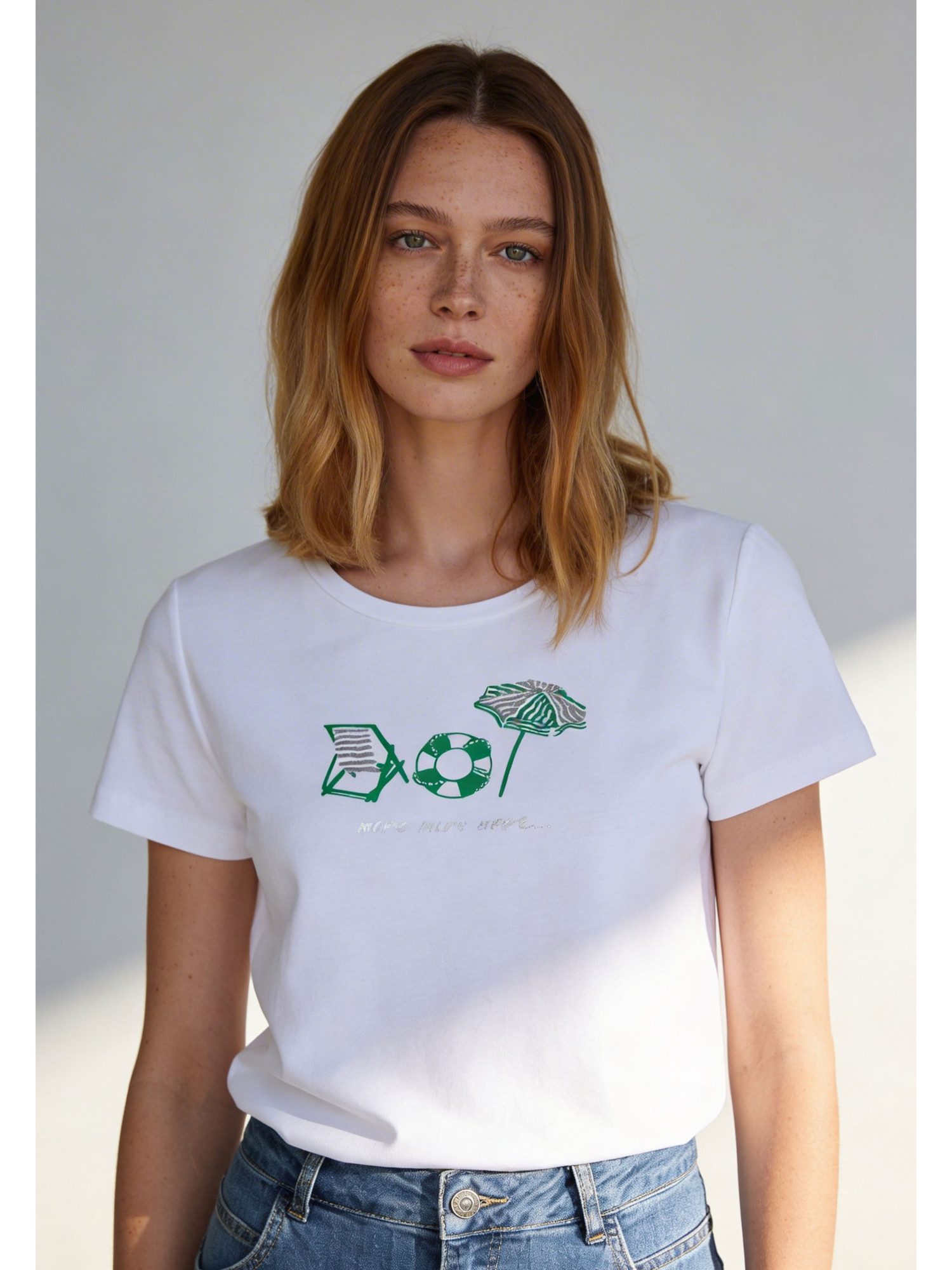 Kurzarmshirt stretchiges Baumwollshirt, Summervibes