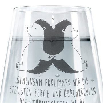 Mr. & Mrs. Panda Glas Igel händchenhaltend - Transparent - Geschenk, Verlobung, Hocheitstag, Premium Glas, Elegantes Design
