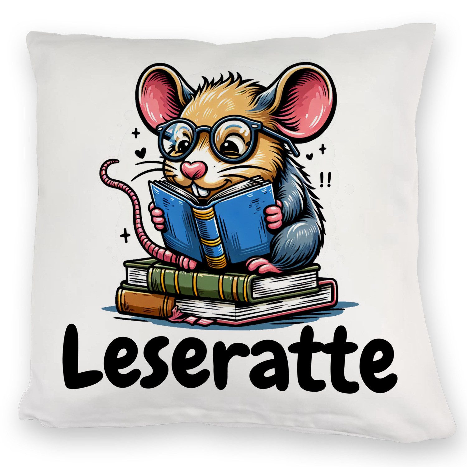 speecheese Dekokissen Leseratte Kuschelkissen mit Spruch Leseratte