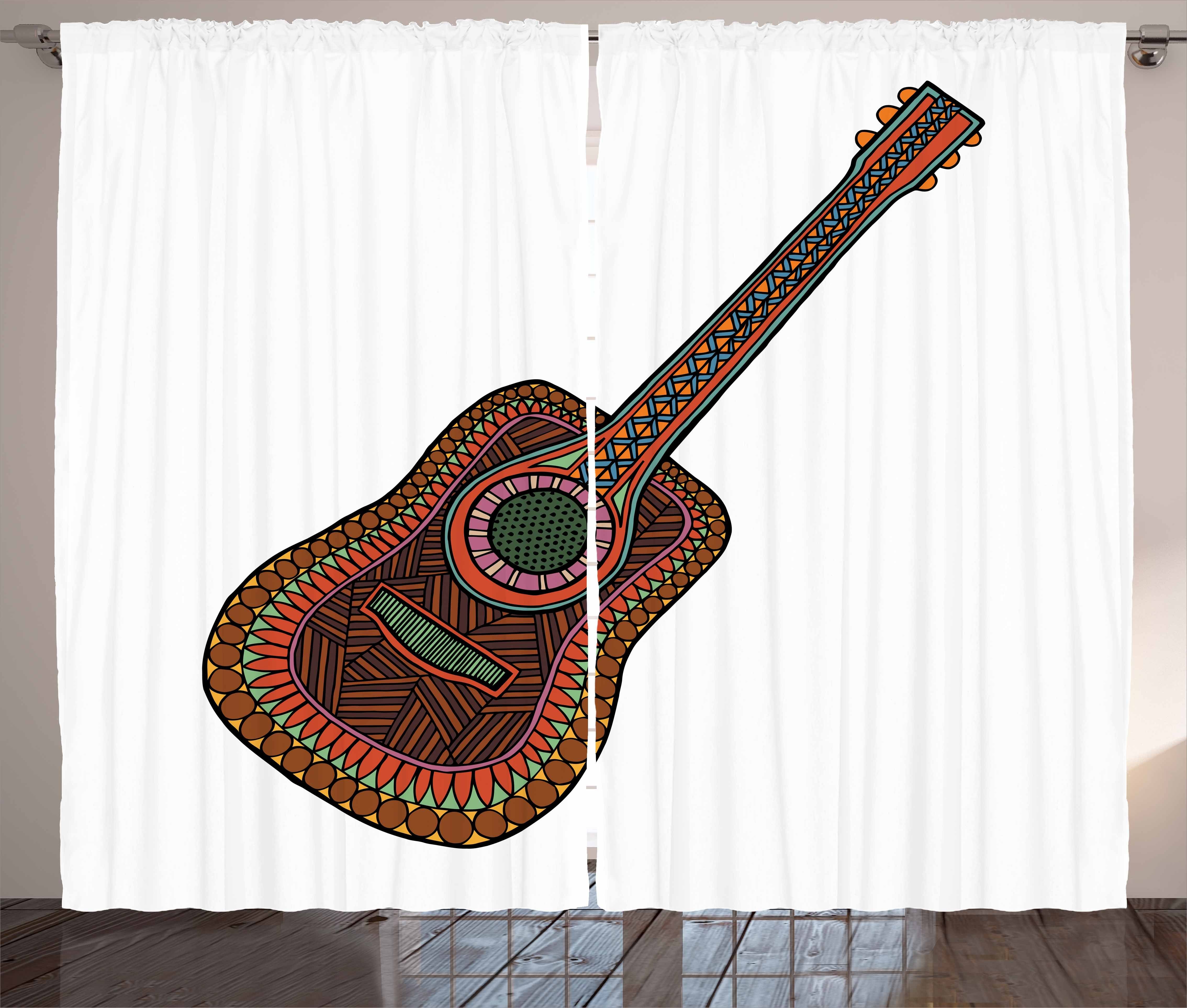 Gardine Schlafzimmer Kräuselband Vorhang mit Schlaufen und Haken, Abakuhaus, Klassischer Rock Akustische Gitarre