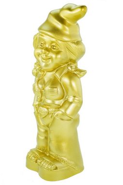 Kremers Schatzkiste Gartenzwerg Gartenzwerg Zwergenfrau Mandy Gold Edition 34 cm PVC Zwerg Garten Zwerg Figur