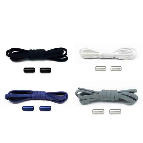 COOL-i ® Schnürsenkel, 2 Paar Premium Elastische Schnürsenkel, mit buntMetall Kapseln, ohne Binden, für Sneaker, Laufschuhe, Sporschuhe