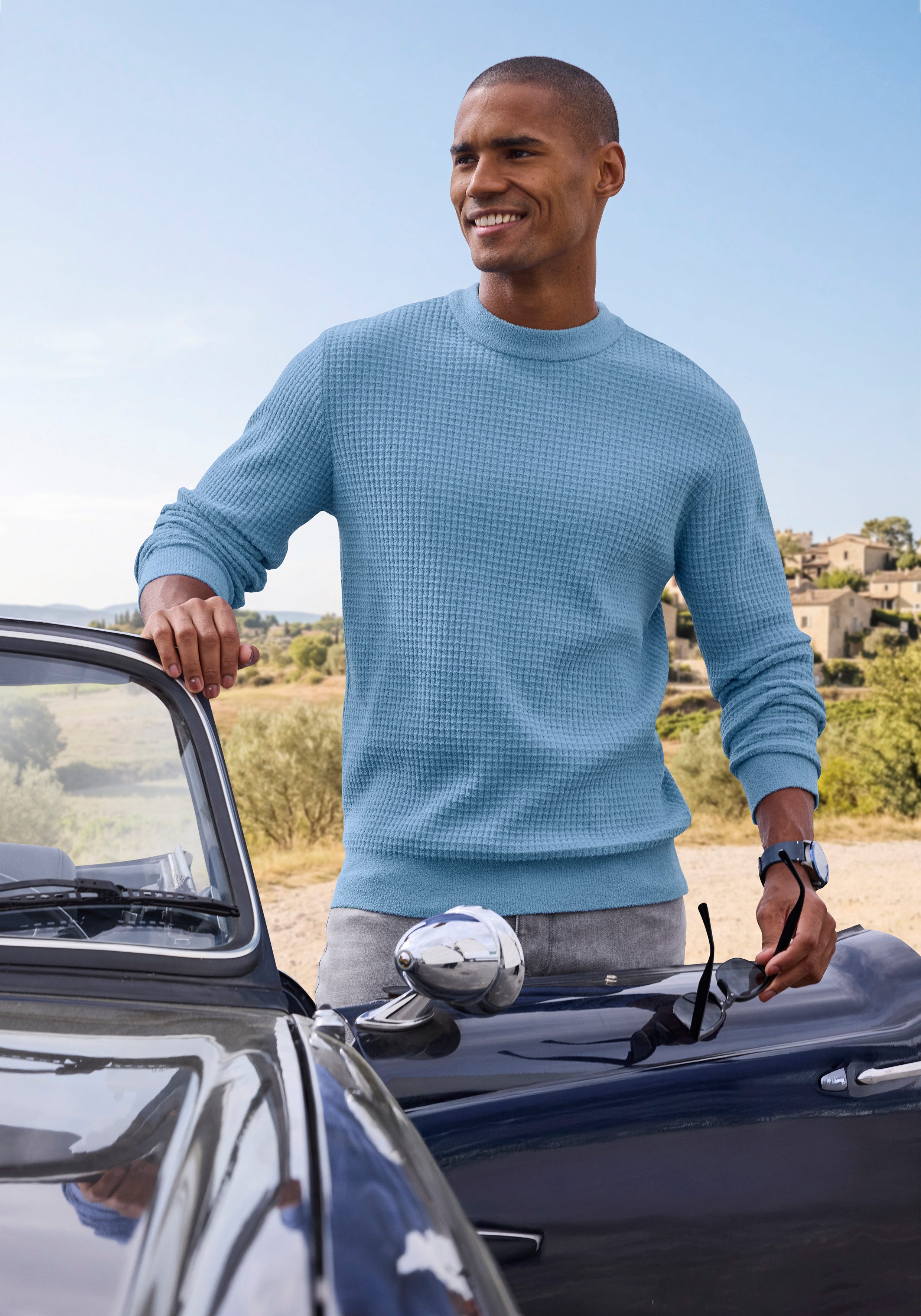 H.I.S Strickpullover, Pullover aus weicher Chenille Waffeldesign aus besonders weicher Qualität