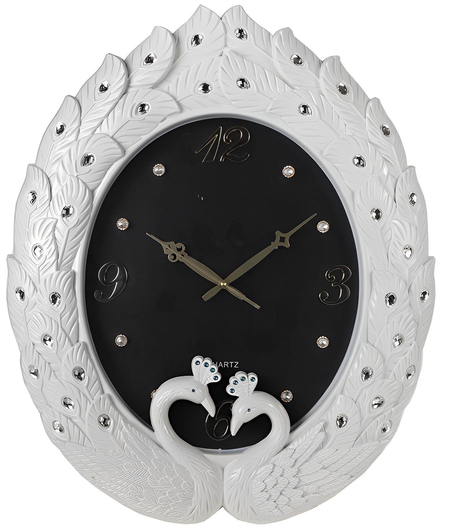 Dekonaz Wanduhr Wanduhr, Wohndekoration, Schwan-Design, Schwarz & Weiß