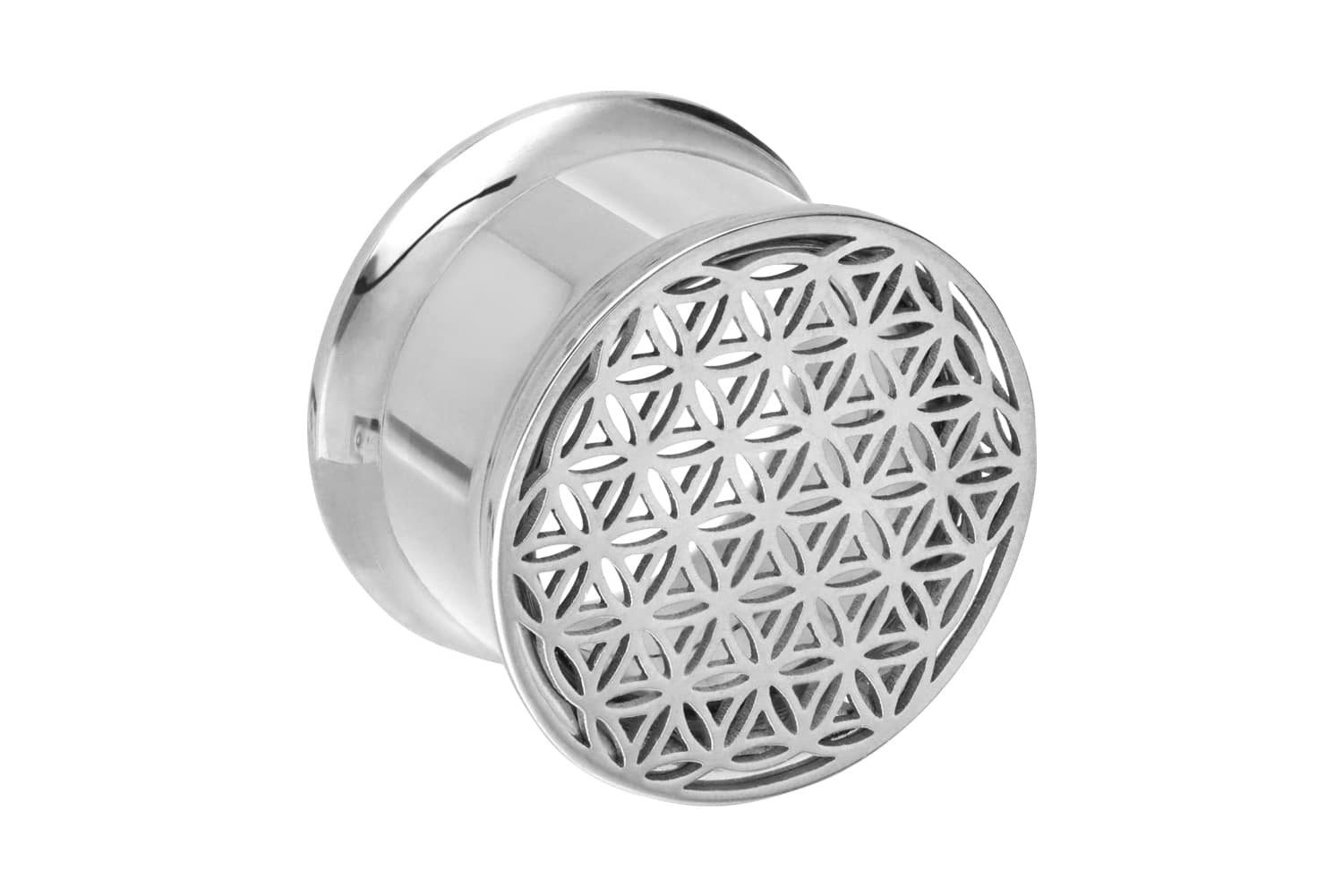 PIERCINGLINE Plug Chirurgenstahl Double Flared Tunnel BLUME DES LEBENS (Tunnels, 1-tlg)