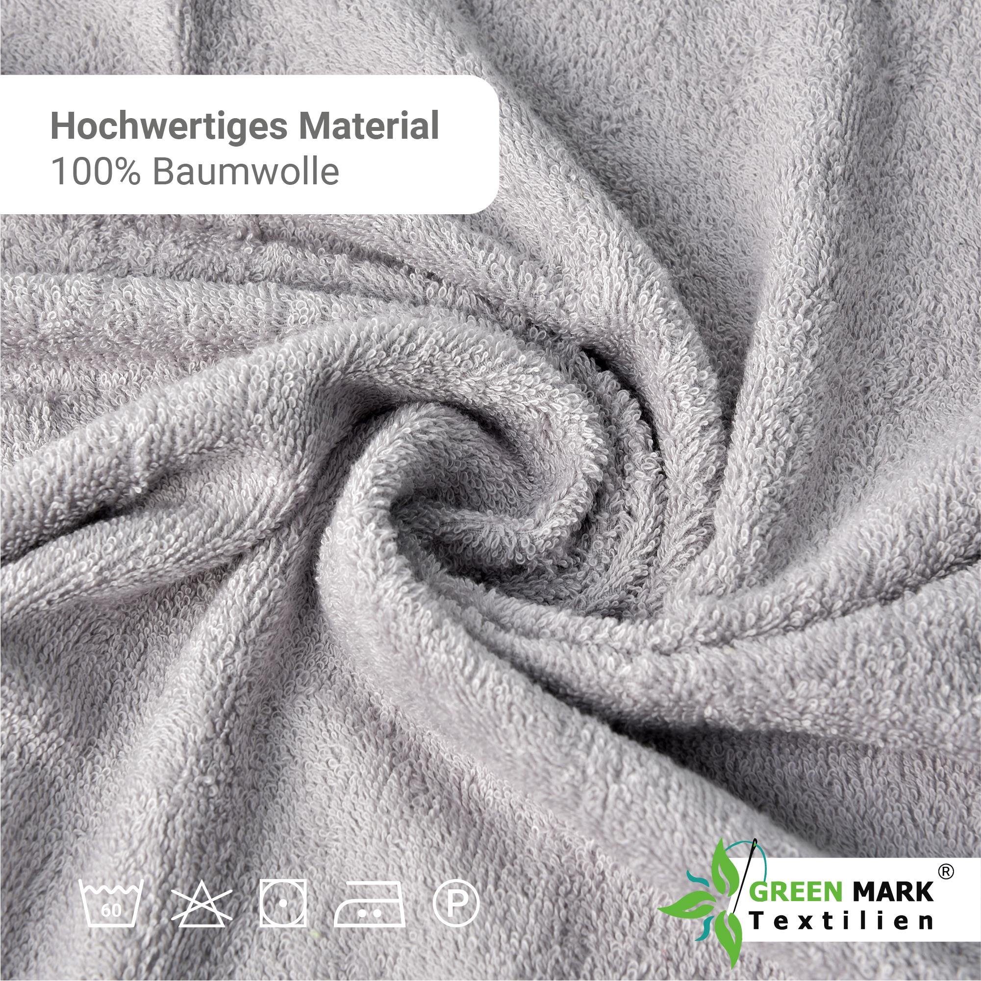 NatureMark Handtuch Set Silber 8er 2X (8-tlg), Baumwolle, Handtuch Gästetücher, Frottier 100% Handtücher, grau Set, 2X Duschtücher, 4X