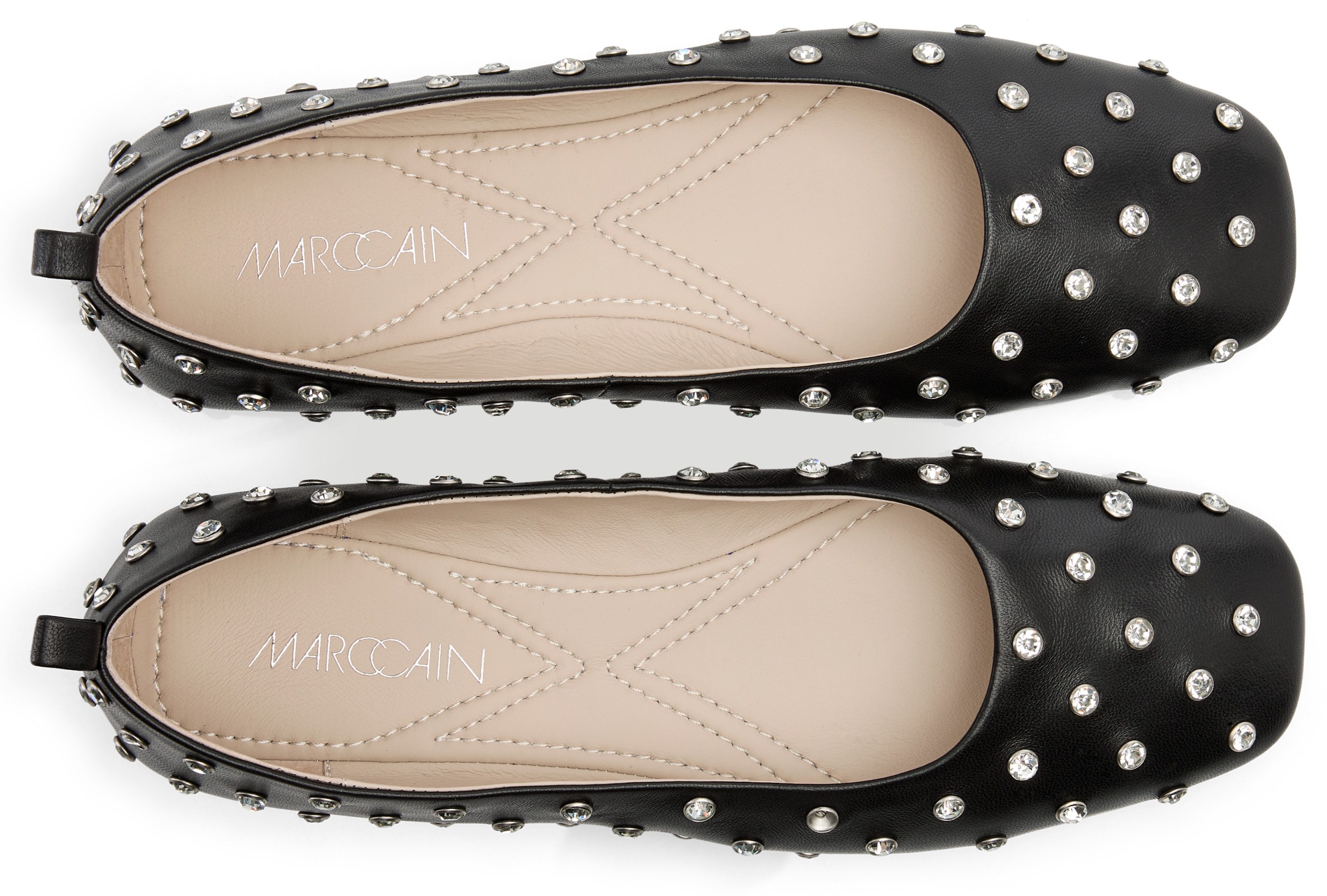 Marc Cain Ballerina, Flats, Loafer, Slipper mit Glitzersteinchen besetzt günstig online kaufen