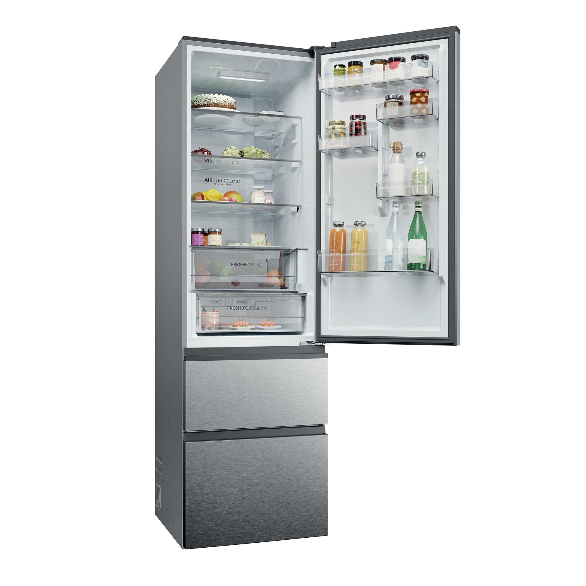 Haier Kühl-/Gefrierkombination HTR3620DNMG, 205 cm hoch, 59,5 cm breit, Total No Frost, Fresh 0° Zone, Direct Access Schublade