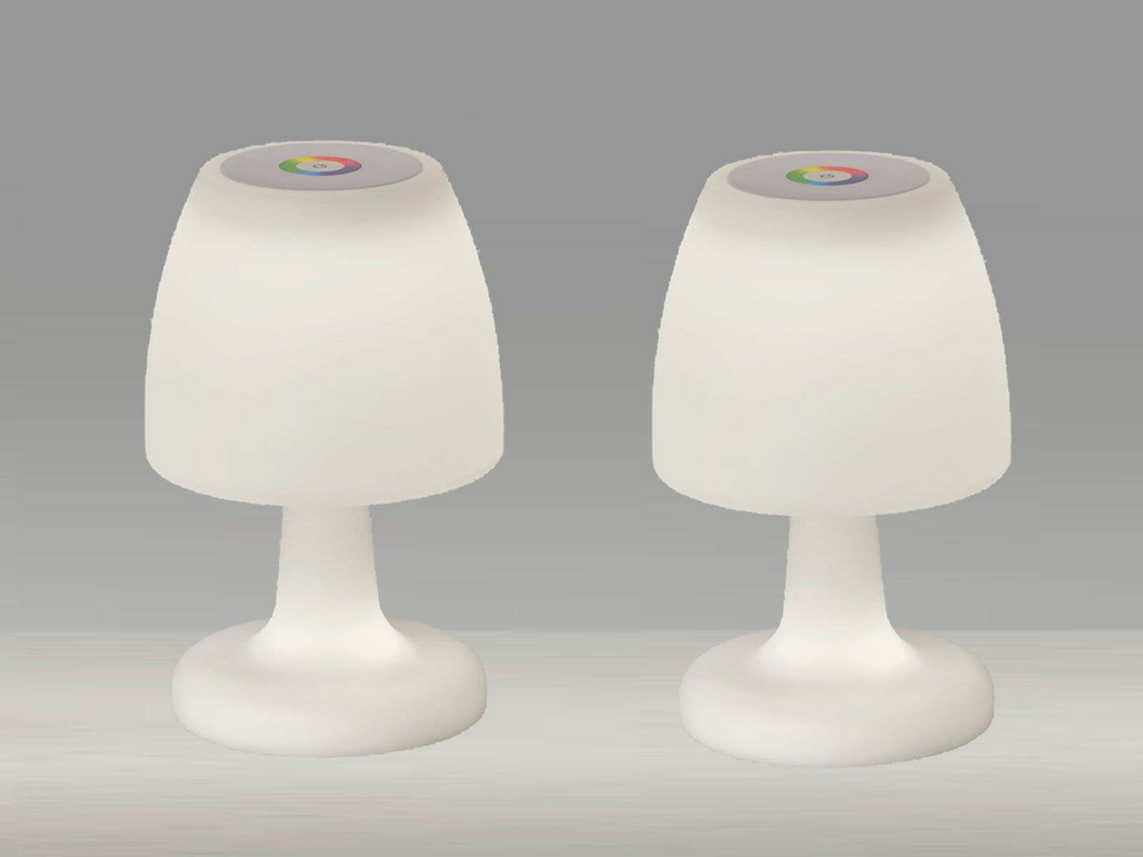 easy! BY FHL LED Außen-Tischleuchte, USB-Ladefunktion, LED fest integriert, Warmweiß, RGB Farbwechsler, 2er SET 26cm Outdoor IP 44 Schutzklasse ohne Strom-Kabel mit Akku USB