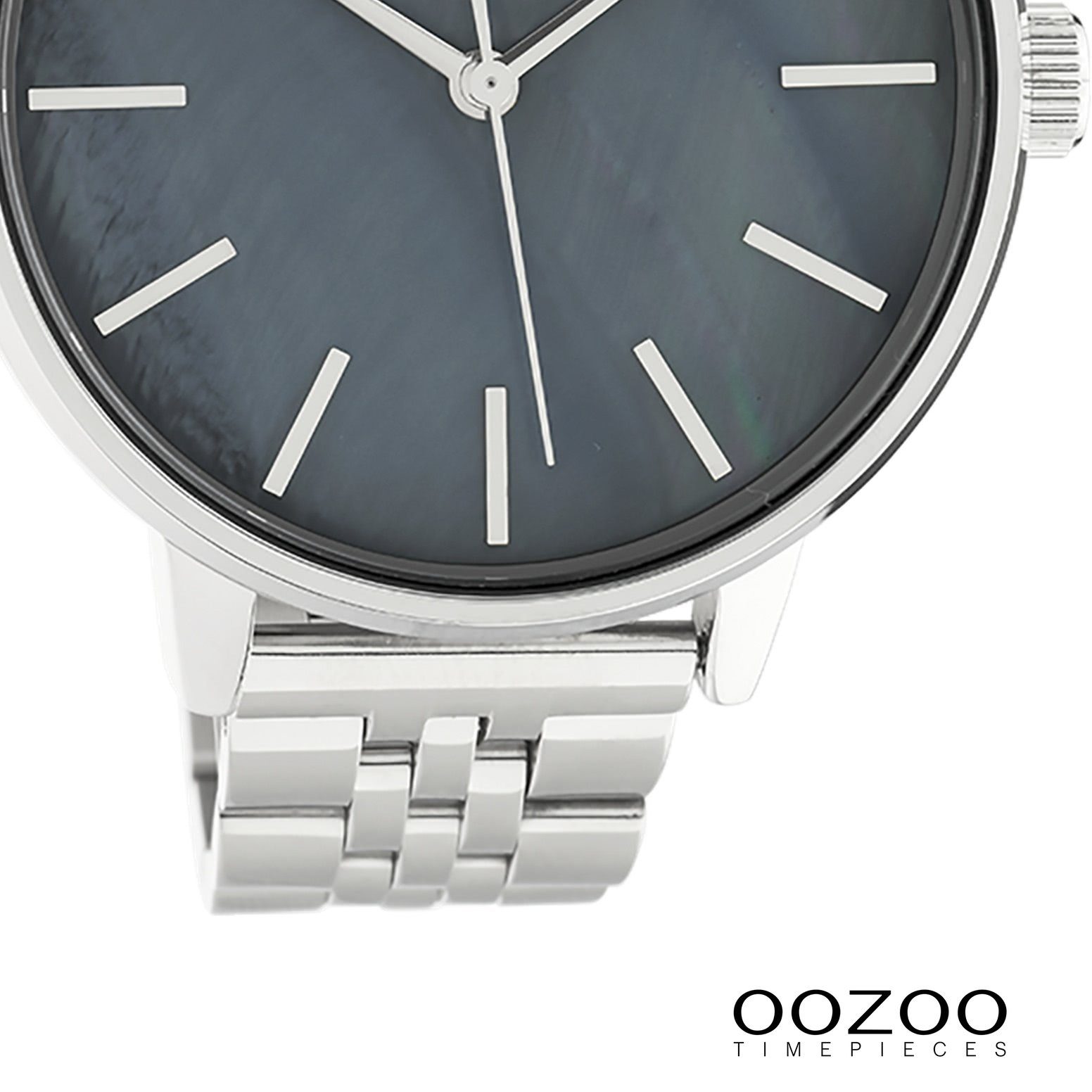 Armbanduhr Damen Fashion-Style Analog, rund, groß 40mm) OOZOO Timepieces Quarzuhr (ca. Damenuhr Edelstahlarmband, Oozoo