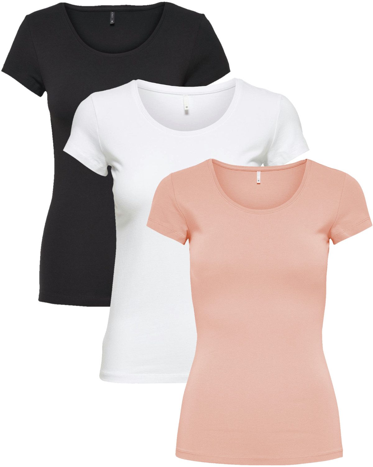 ONLY T-Shirt (3er-Pack) Basic Shirts in Unifarben günstig online kaufen