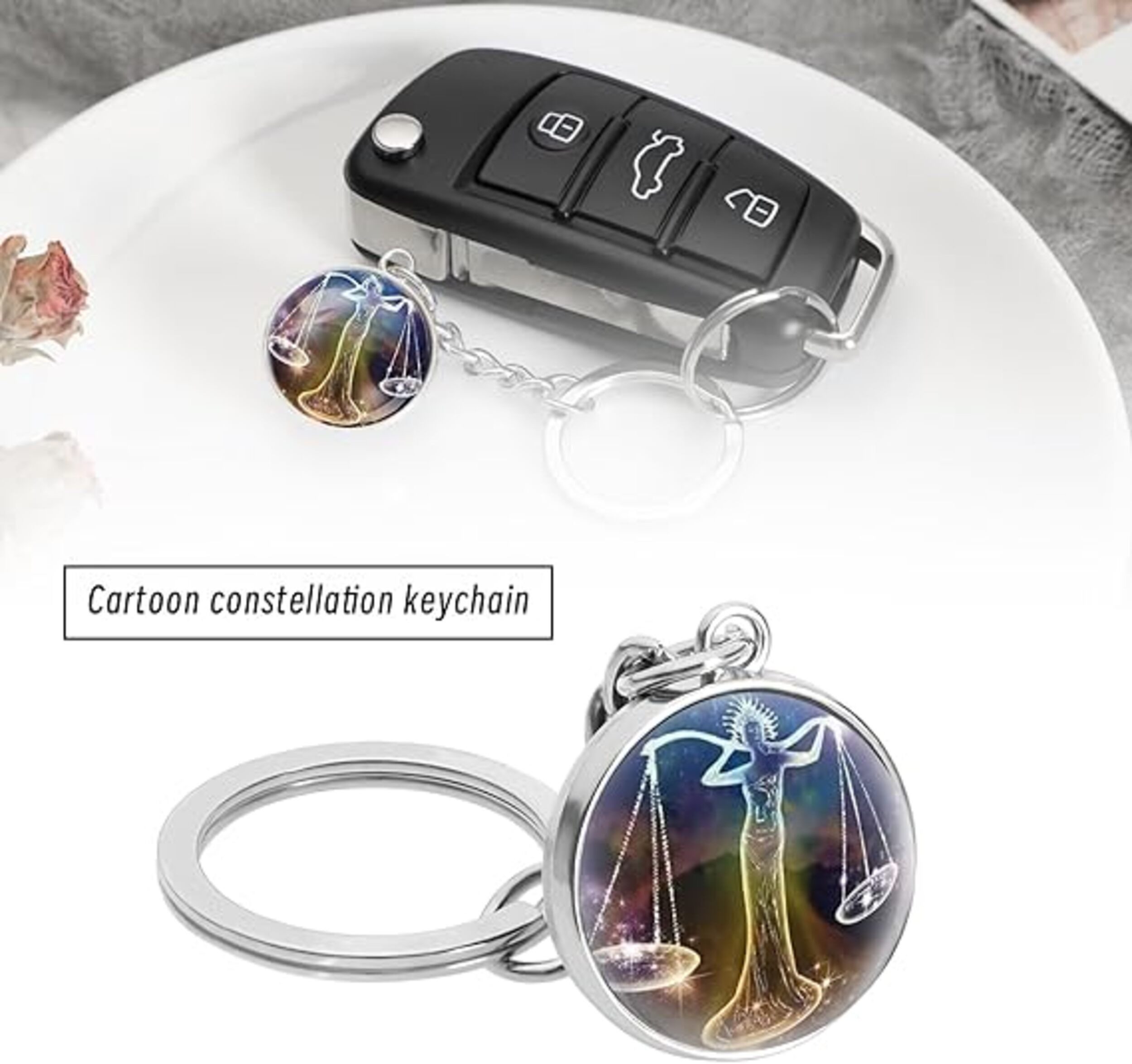 Stelby Schlüsselanhänger mit Gravur Waage Sternzeichen Schlüsselanhänger 3D günstig online kaufen