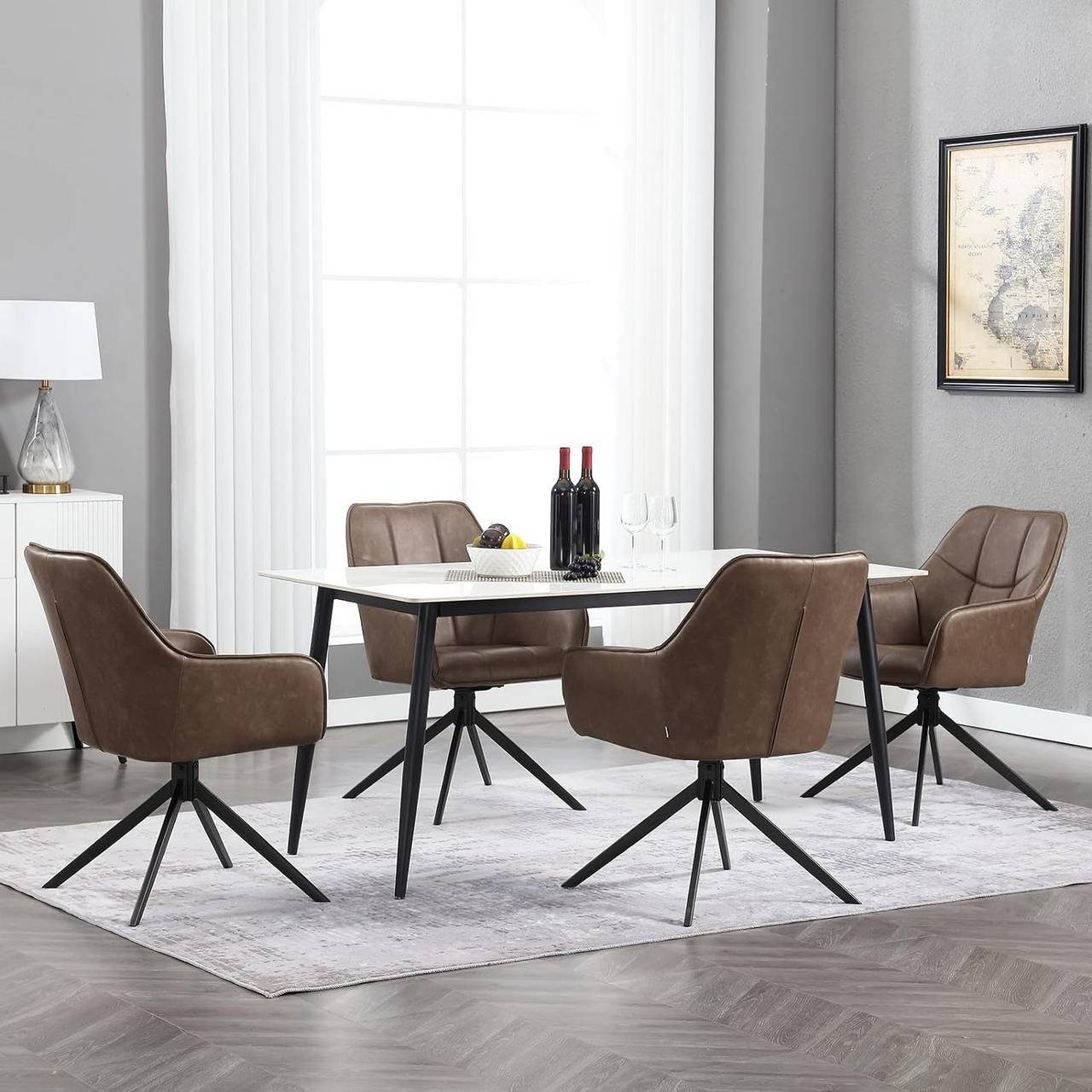 Woltu Polsterstuhl (4 St), Esszimmerstuhl drehbar, gepolsterter, Metallbein günstig online kaufen