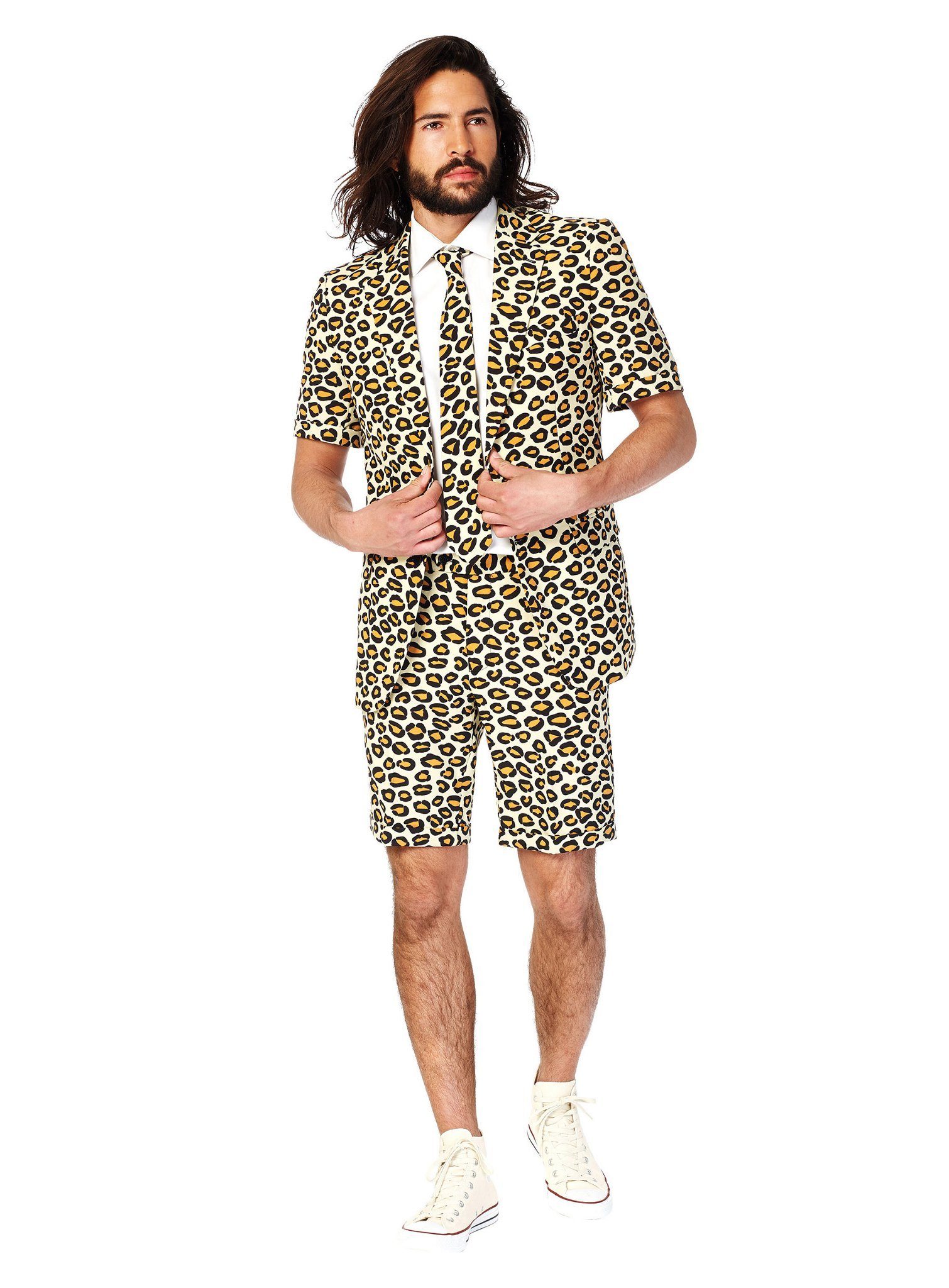 Opposuits Partyanzug Shorts Suit The Jag - Leoparden Kostüm Anzug, Cooler Dress für heiße Tage