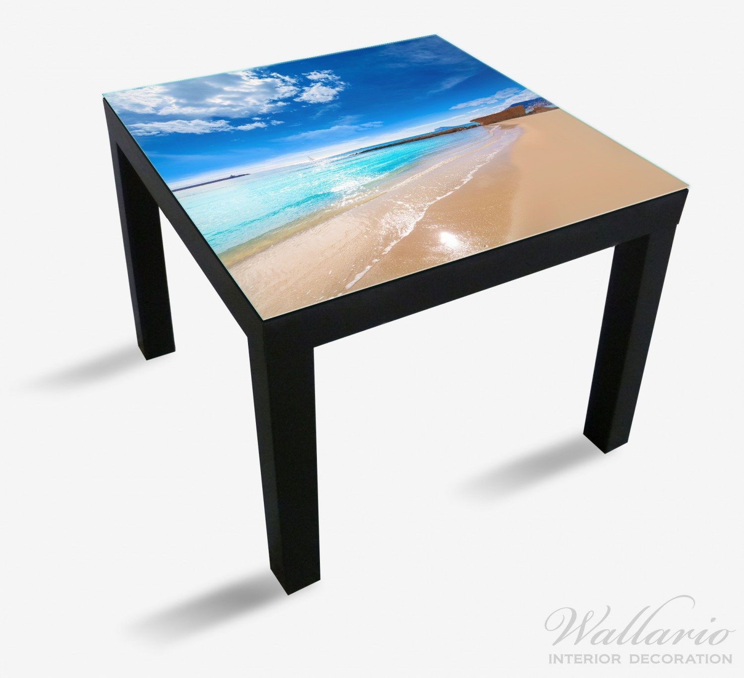 Wallario Tischplatte Traumstrand unter Ikea Himmel geeignet St), blauem Lack für Tisch (1