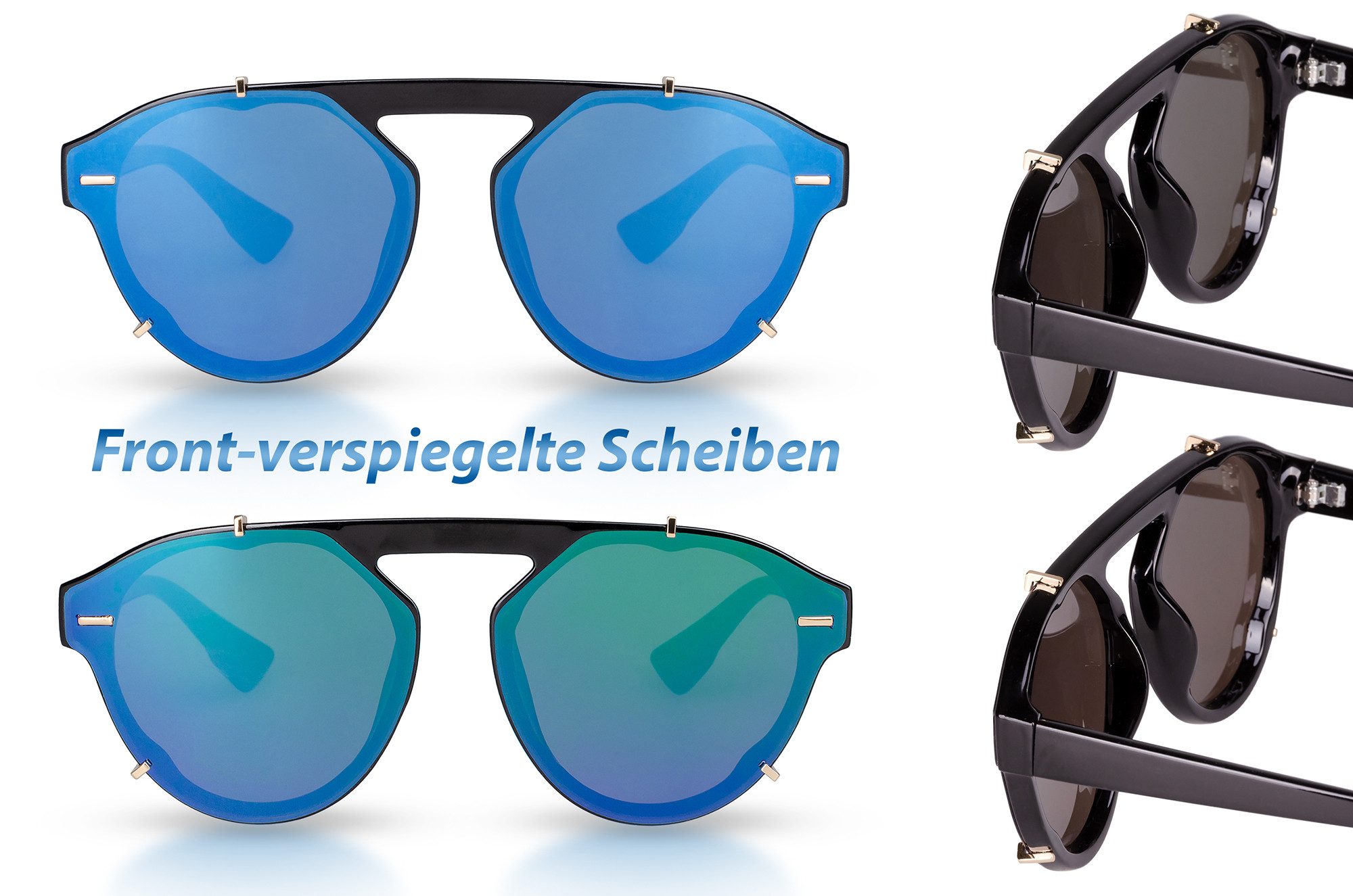 UrbanSky Retrosonnenbrille David (2er-Pack, Sonnenbrillen-Set mit Einstecketui) 2er-Pack - polarisiert