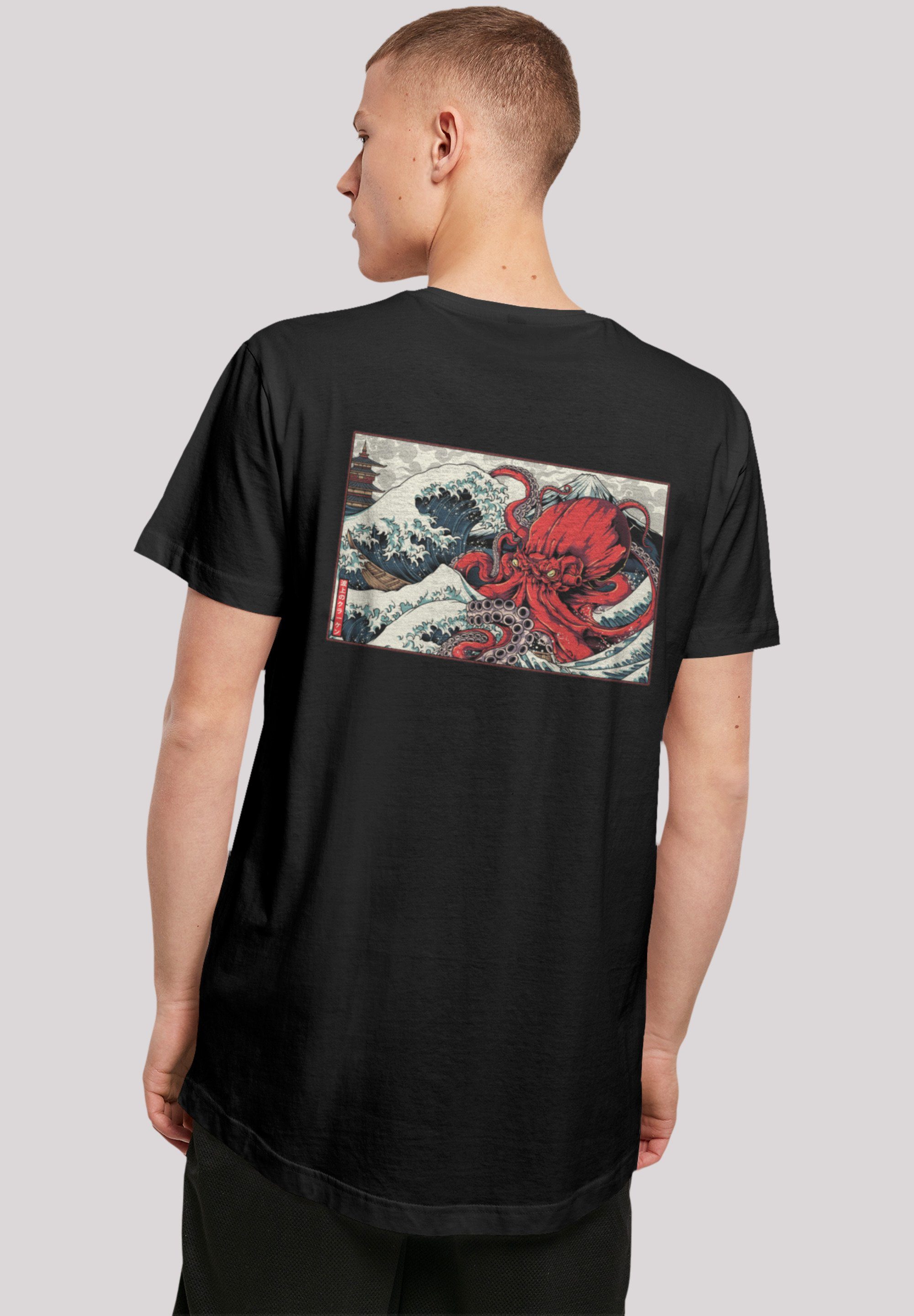F4NT4STIC T-Shirt Kanagawa Octopus Print schwarz
