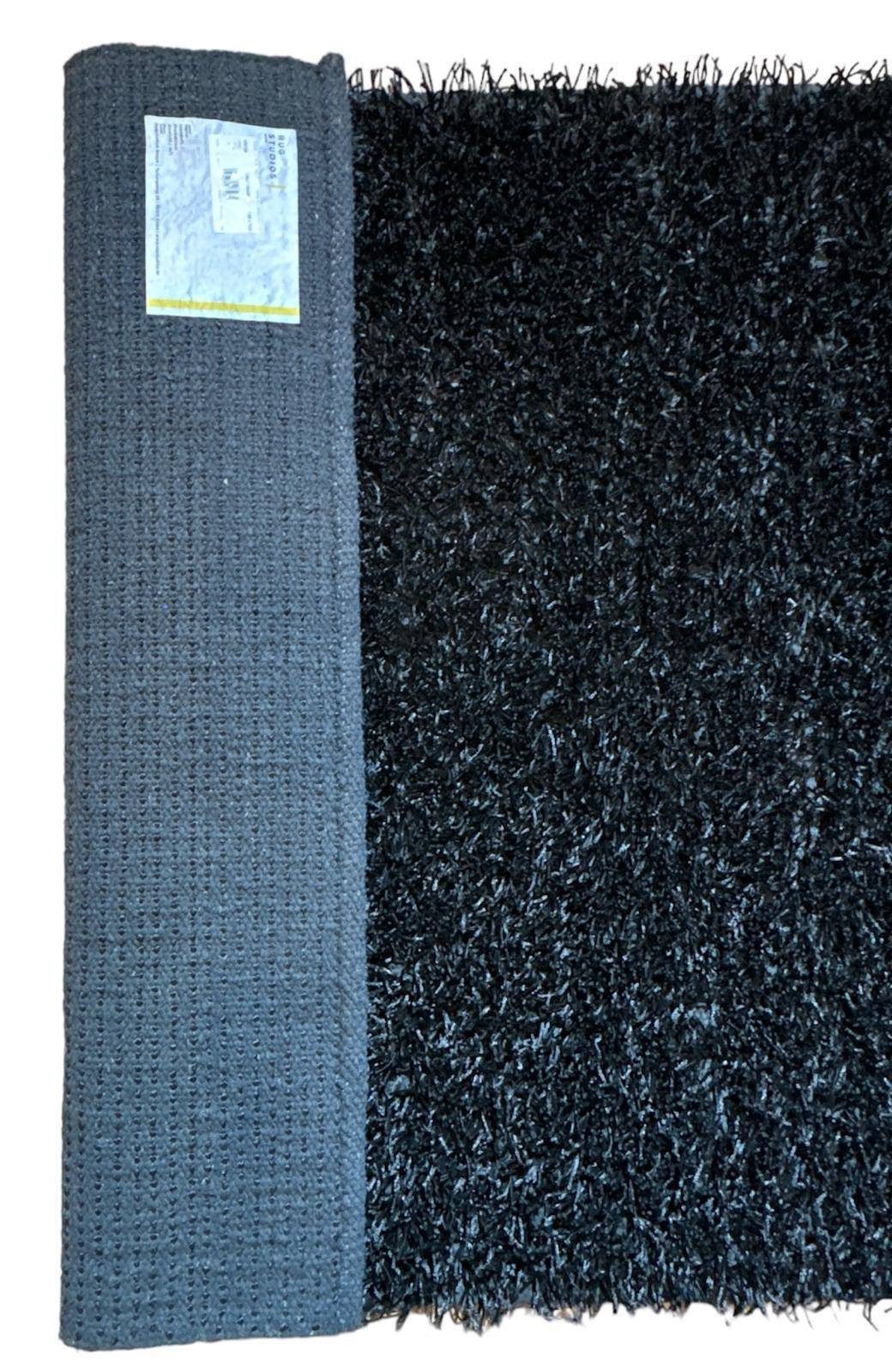 Rug Studios Teppich LIMO SHAGGY HANDGEKNÜPFT, Rechteckig, Höhe: 40 mm, Handgeknüpft, 70 x 140 cm, Schwarz