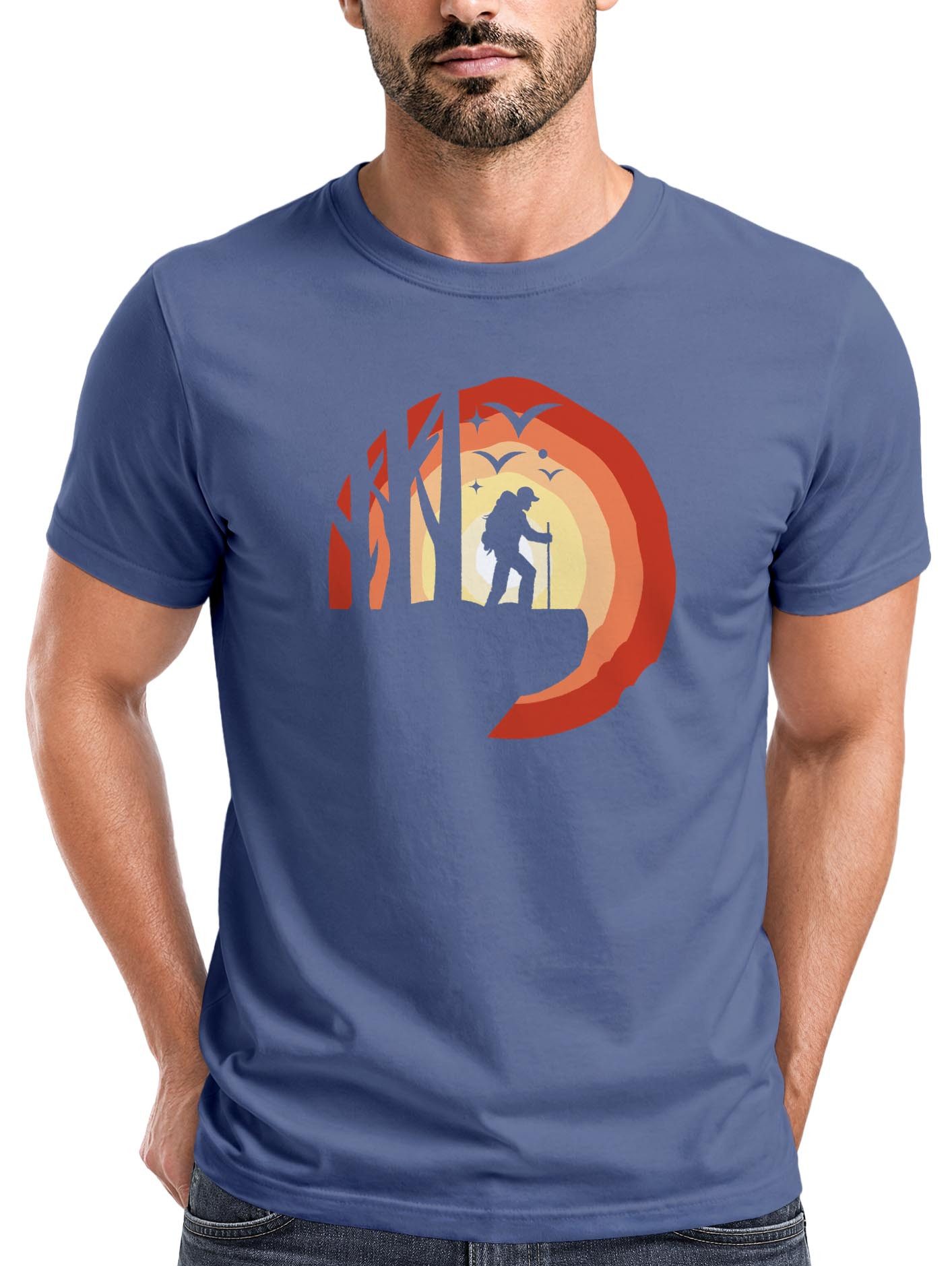 Neverless Print-Shirt Herren T-Shirt Wander-Motiv Trekking Aufdruck Printshirt Outdoor mit Print