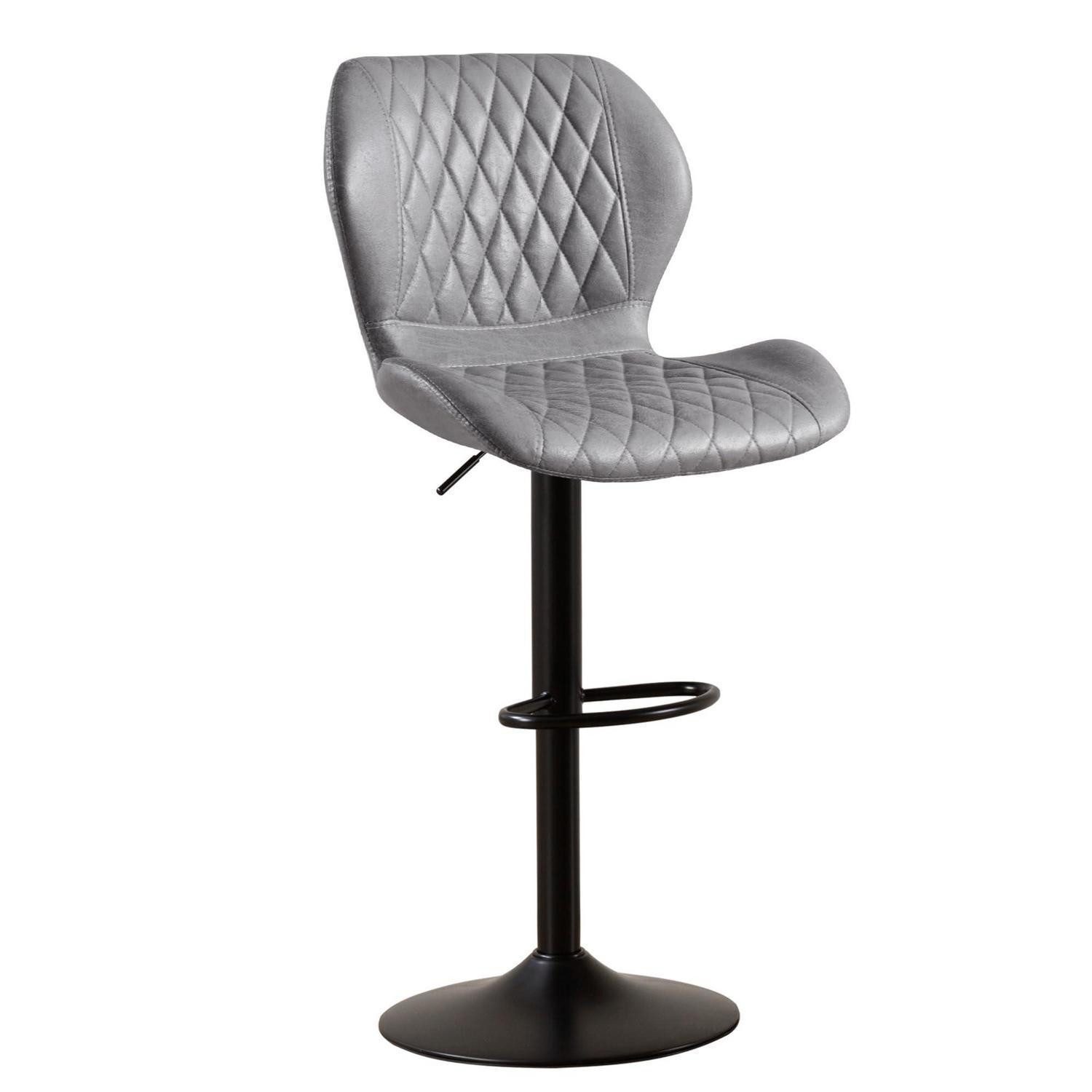 LuxusKollektion Barhocker Barhocker Lehne Drehstuhl Höhenverstellbar Kunstleder Grau 1 PCS