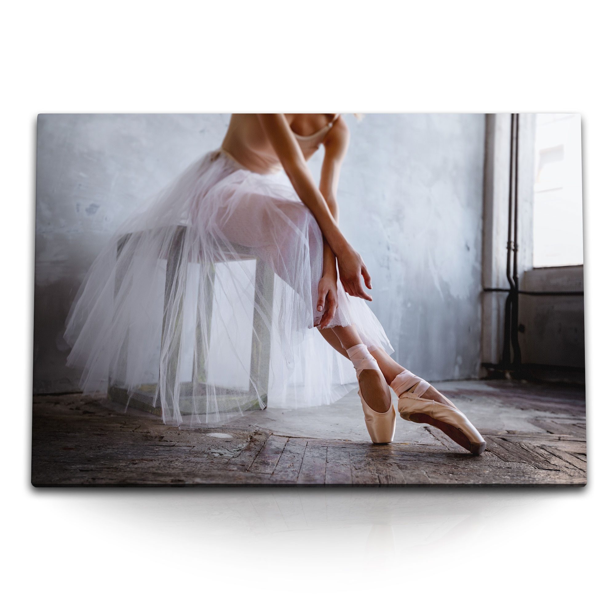Sinus Art Leinwandbild 120x80cm Wandbild auf Leinwand Ballerina Ballett junge Frau Tänzerin, (1 St)