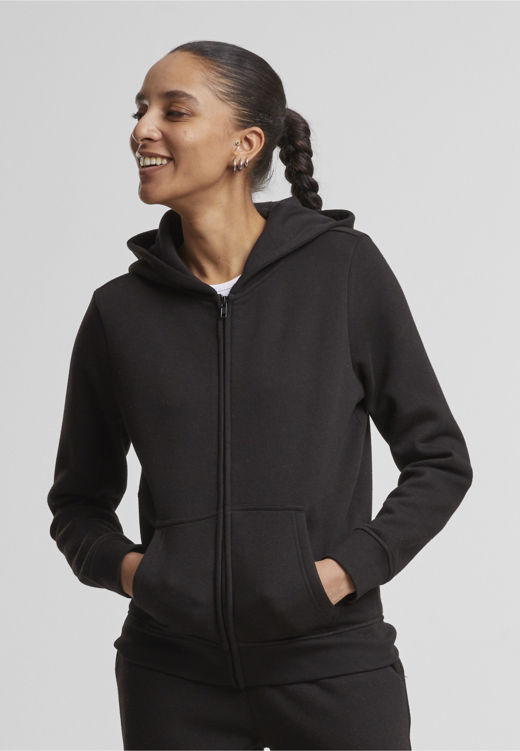 URBAN CLASSICS Sweatjacke Urban Classics Ladies Basic Essential Zip Hoody