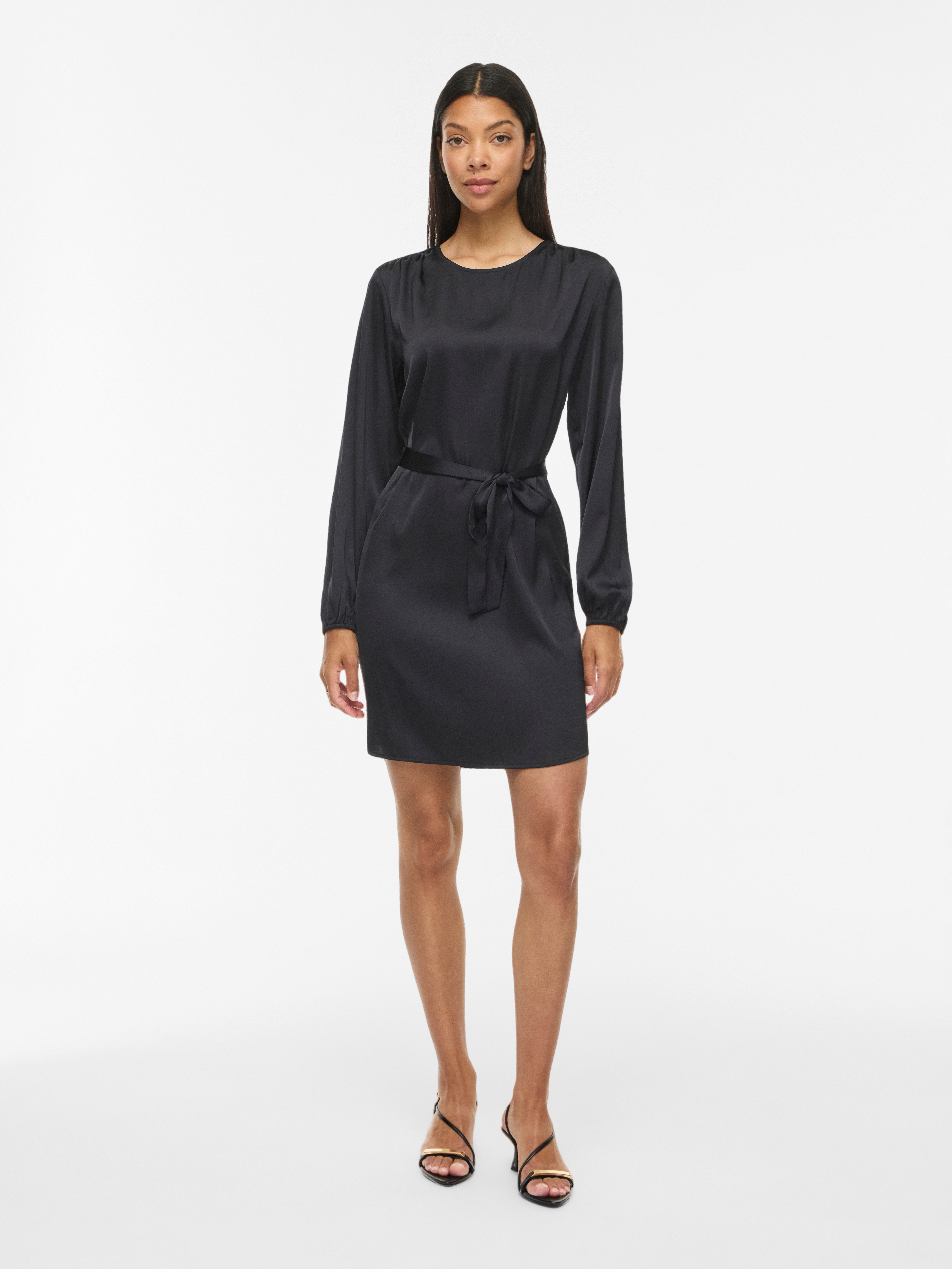 Vila Minikleid VIENNA RAVENNA L/S O-NECK DRESS - NOOS lockere Passform, aus Kunstfaser, pflegeleicht
