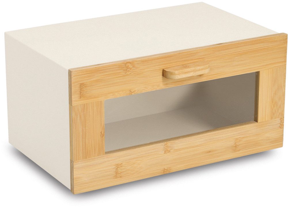 Zeller Present Brotkasten m. Klappe, Bambus, Metall, (1-tlg), pflegeleicht, Sichtfenster