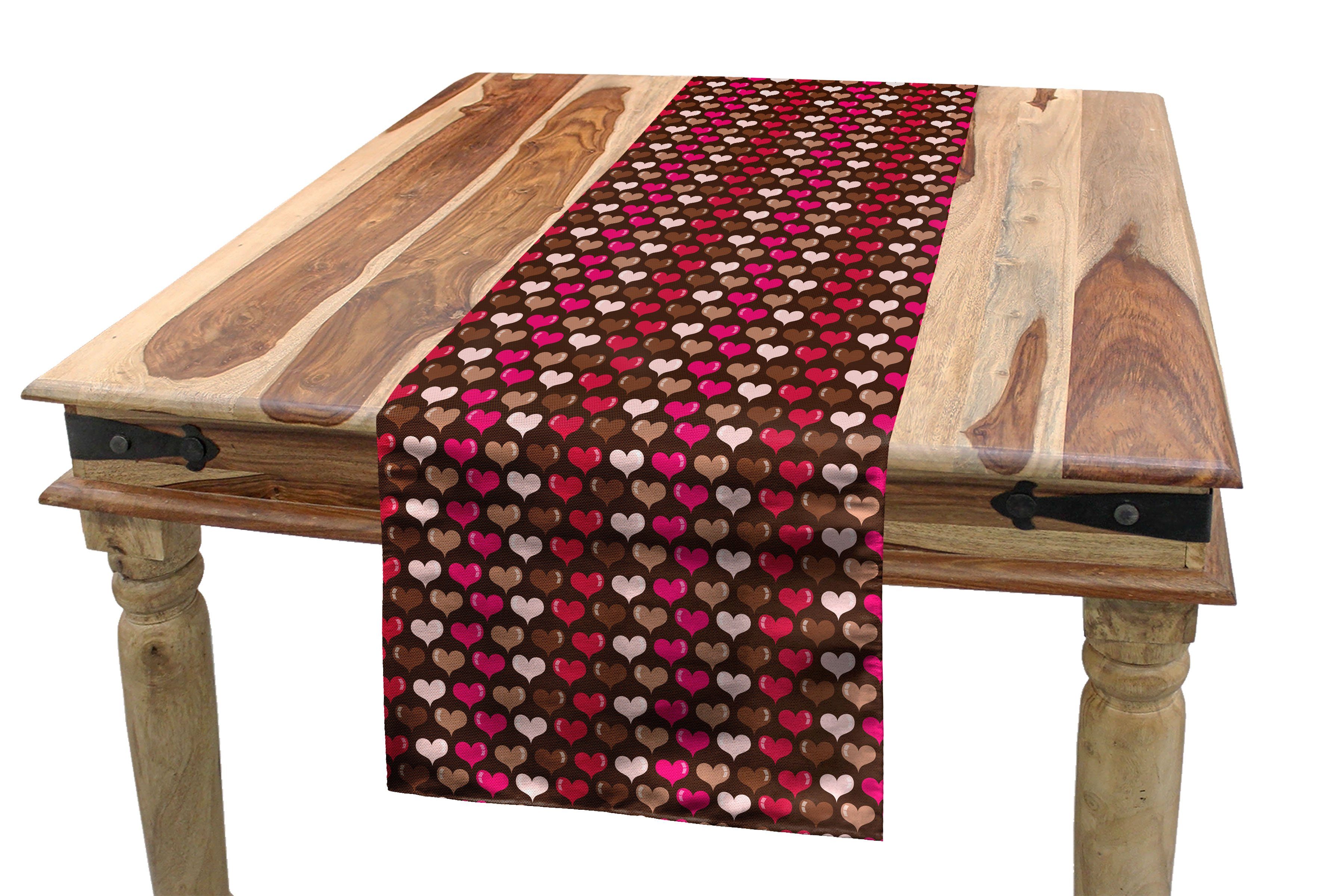 Abakuhaus Tischläufer Esszimmer Küche Rechteckiger Dekorativer Tischläufer, Valentine Leuchtende Herz Romantik