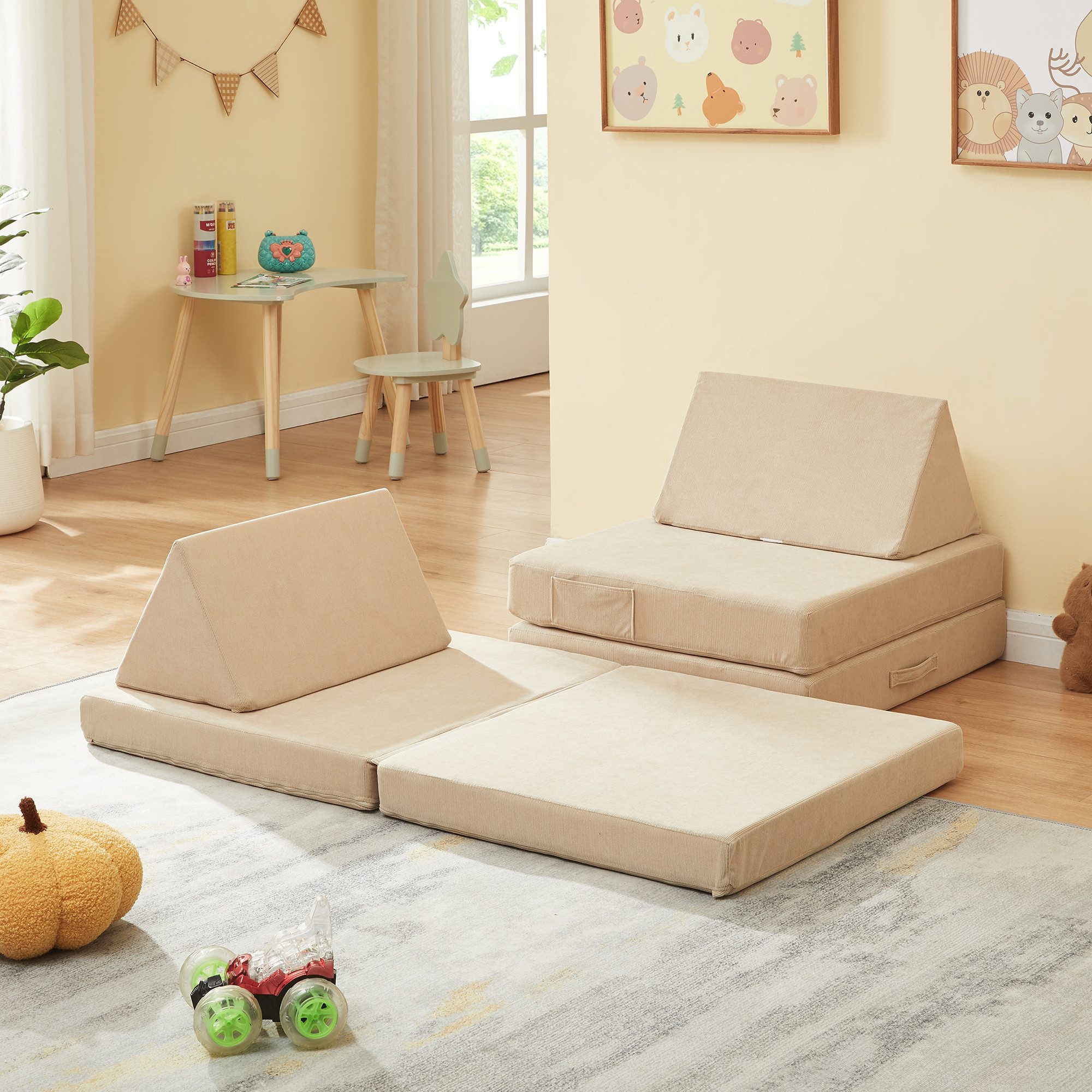 en.casa Kindersofa, 5 Teile, Spielsofa »Norhulta« Cord Beige günstig online kaufen