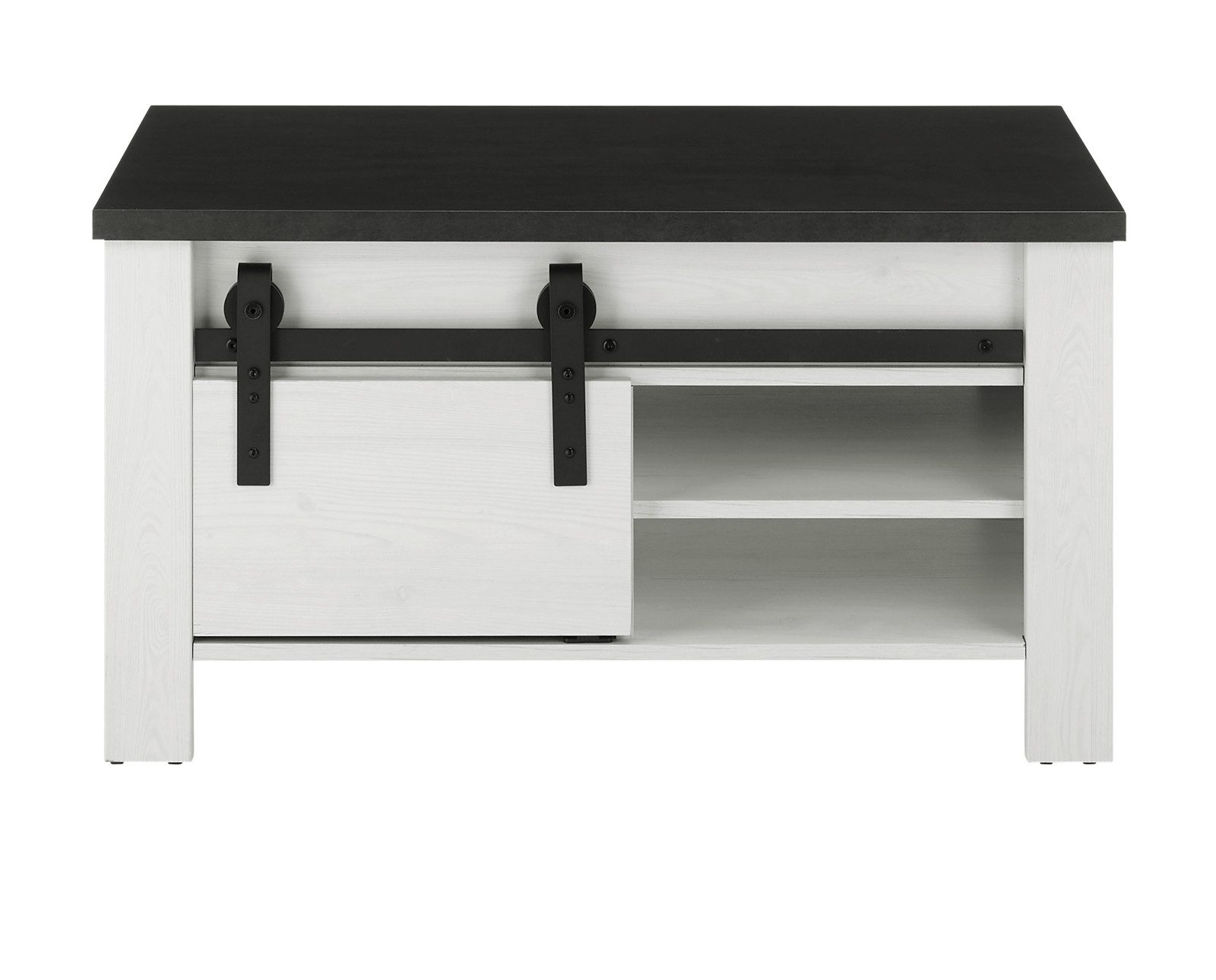 Furn.Design Couchtisch Stove (Wohnzimmertisch in weiß Pinie, 93 x 60 cm), mit Schiebetür