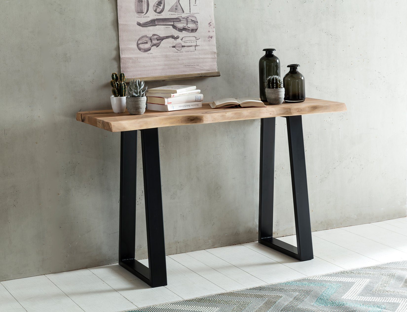 FINEBUY Konsolentisch FB44537 Massiver GAYA 120 x 45cm Schreibtisch Baumkan günstig online kaufen