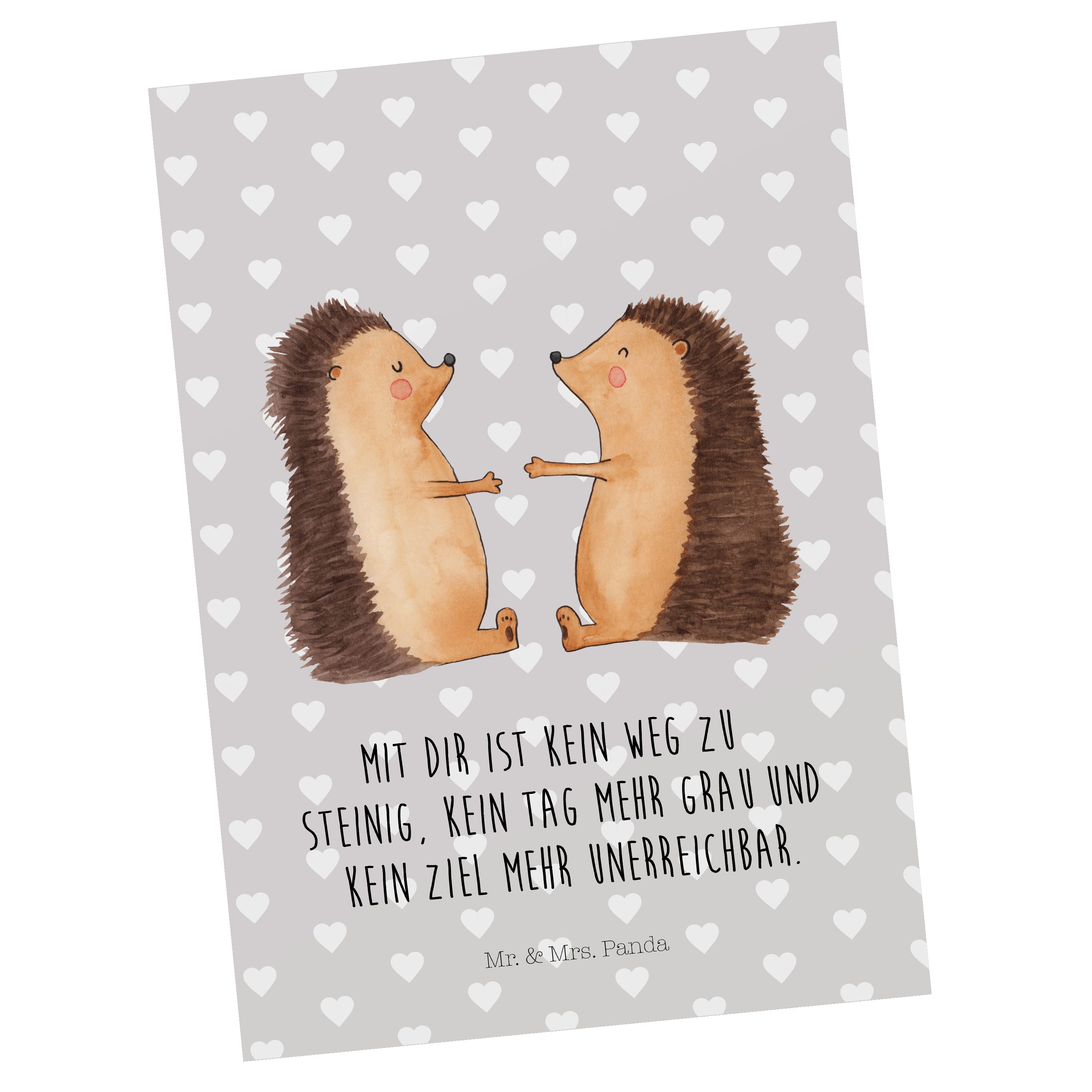 Mr. & Mrs. Panda Postkarte Igel Liebe - Grau Pastell - Geschenk, Hochzeitstag, Einladung, Einlad