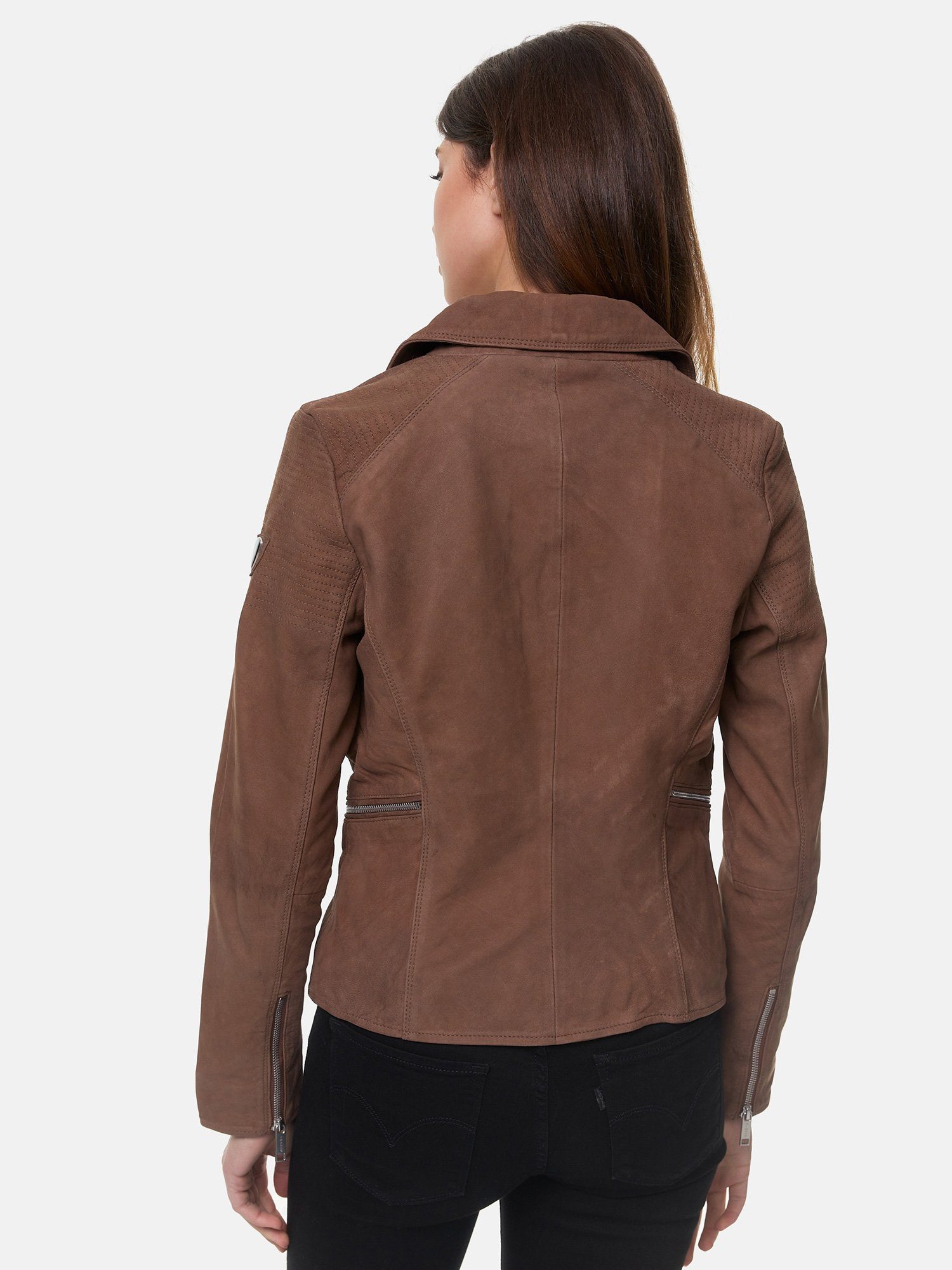 Tazzio Lederjacke F500 Damen Leder Jacke im Biker Look mit Zipper-Details & Reverskragen