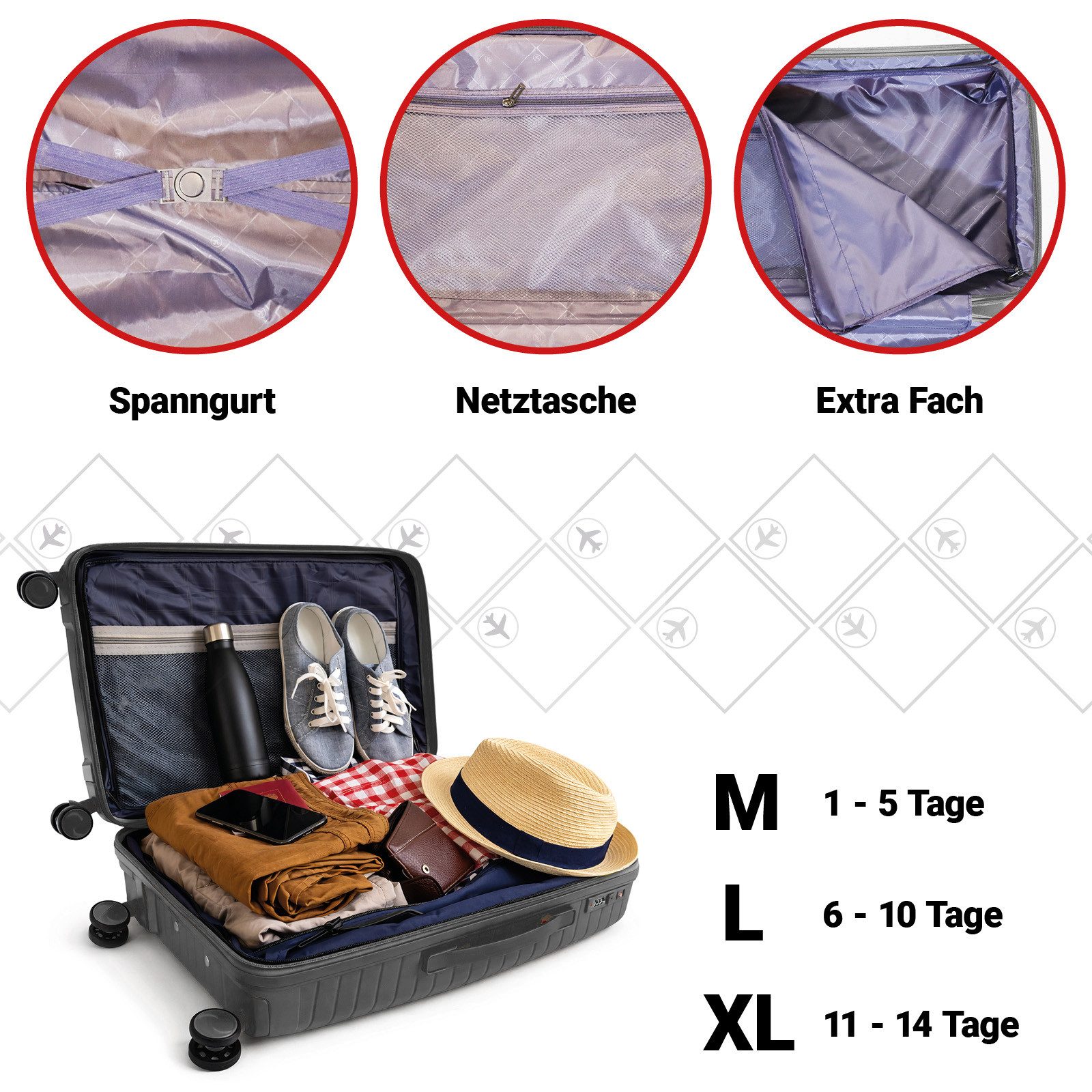 Barut Trolleyset Reisekoffer Set NOVA Black, (Set, 3 tlg., MS-19913)