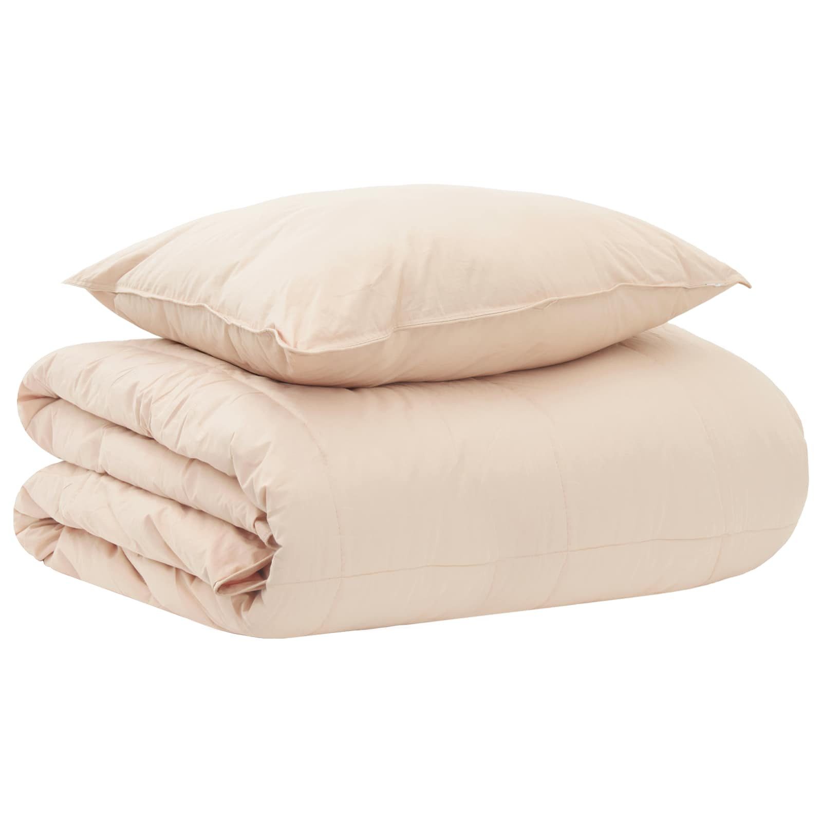 vidaXL Bett Bettwäsche-Set Beige 155 x 200 cm Baumwolle, Kapok, Polyester