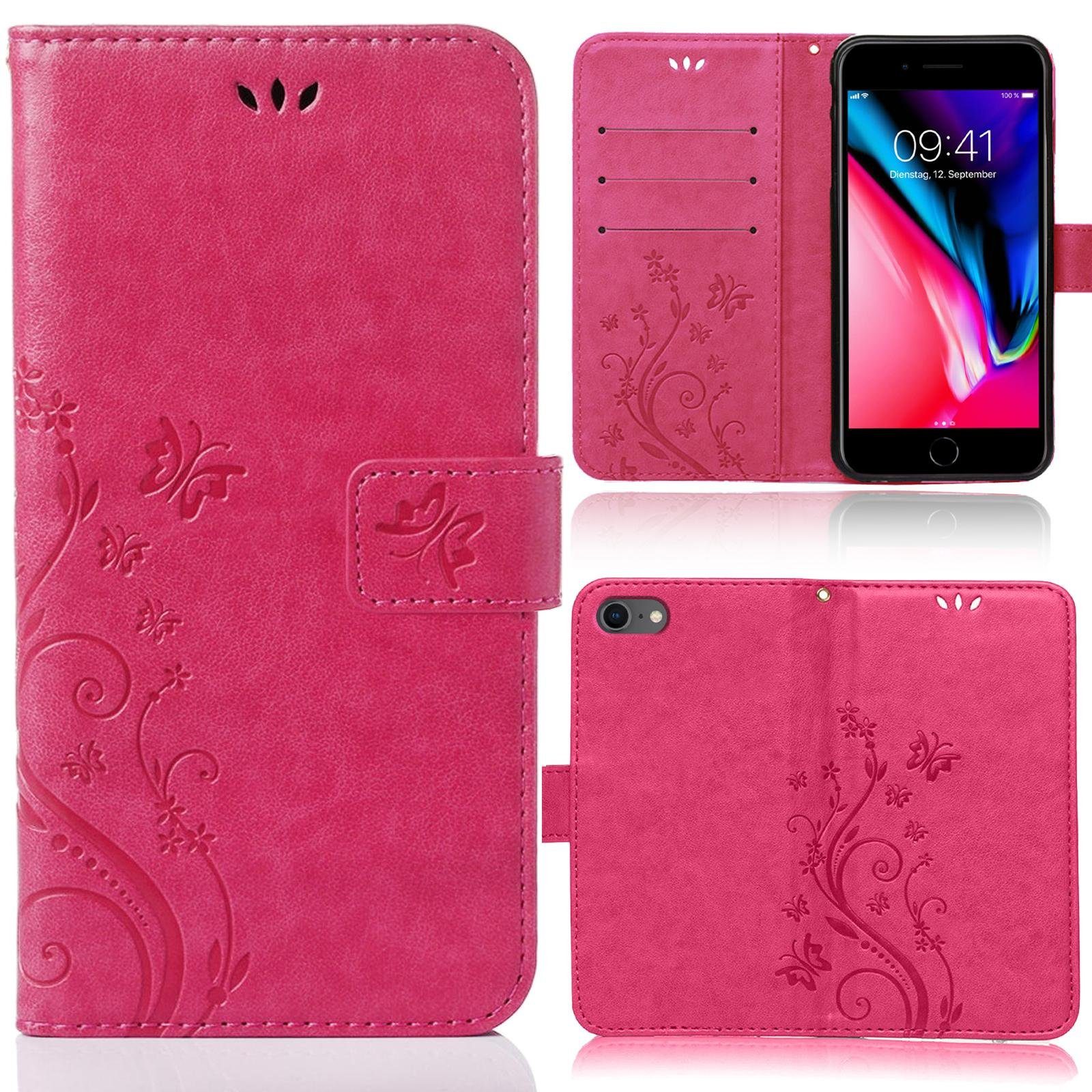 Numerva Handyhülle Bookstyle Flower für Apple iPhone 8, Handy Tasche Schutzhülle Klapphülle Flip Cover mit Blumenmuster