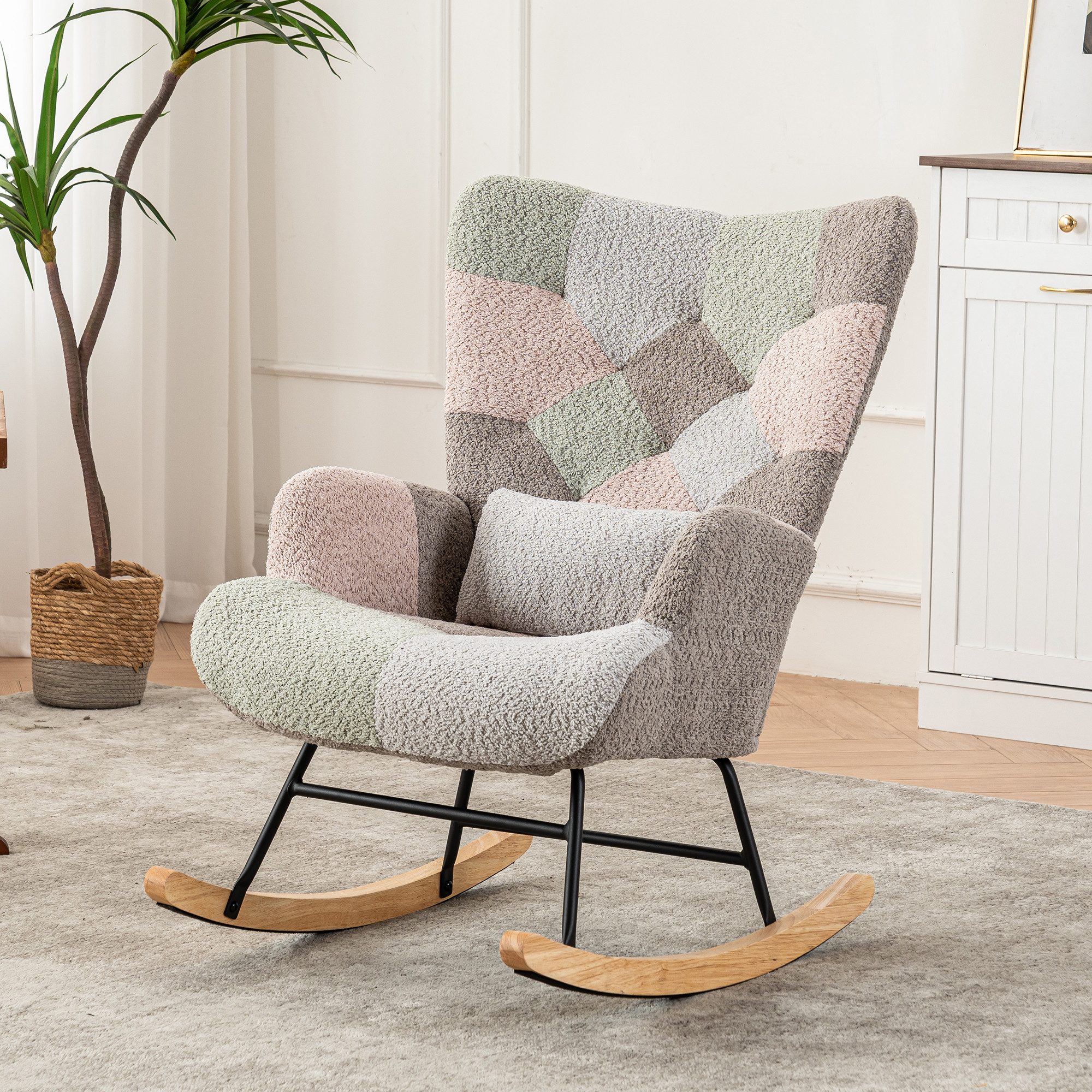 STILVORA Schaukelstuhl Schaukelsessel mit fußstütze,Loungesessel Relaxsessel wohnzimmer (Loungesessel, 2 St), inklusive Fußstütze (49*38*37 cm) und Lendenkissen