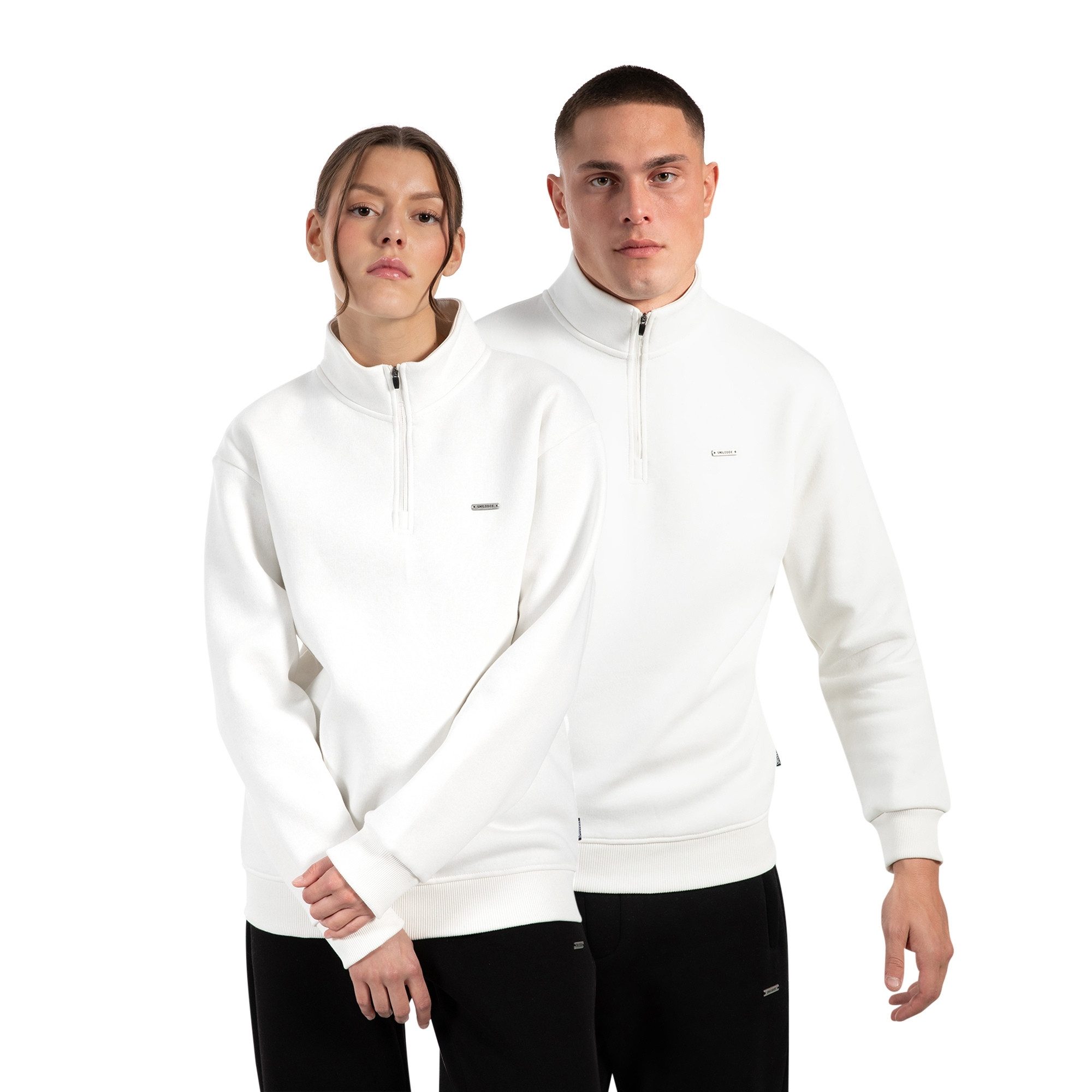 Smilodox Sweatshirt Unisex Jago, Half Zip Sweater, Regular Fit, Metalllabel, hoher Kragen Weicher Sweatstoff Langarmshirt Pulli Sport Streetstyle Alltag