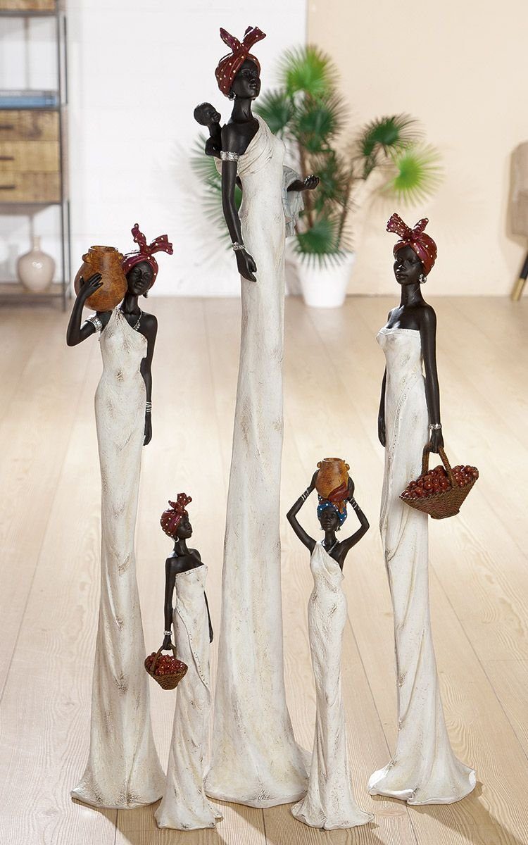 Dekoobjekt 7 tlg. Serie Afrikanerin Tortuga weiß creme dunkelbraun