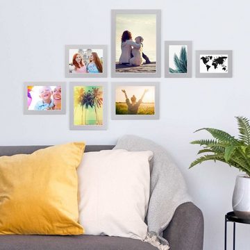 PHOTOLINI Bilderrahmen 7er Set Modern 10x15 bis 21x30 cm Basic Collection