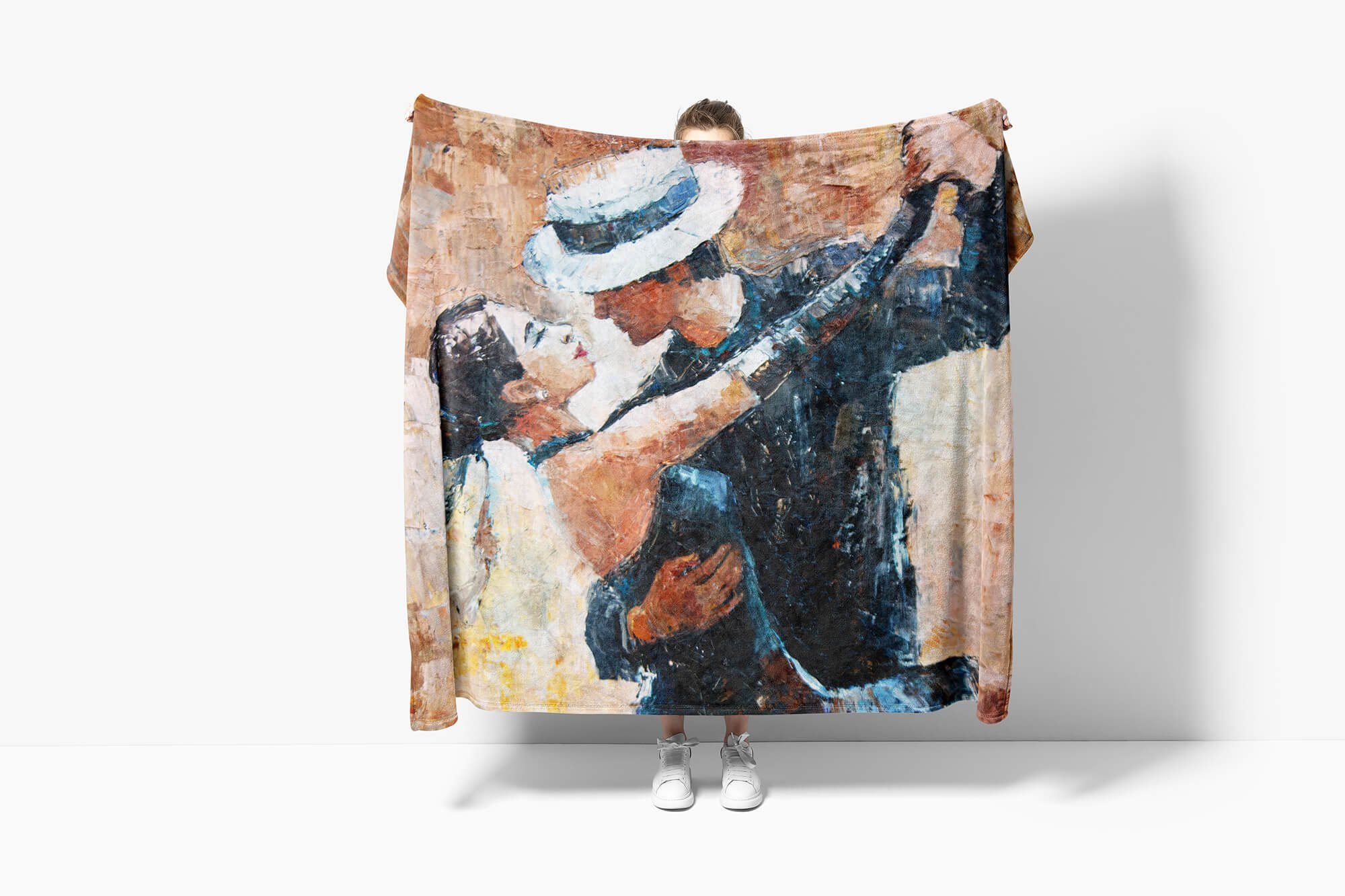 Sinus Art Handtücher Handtuch Strandhandtuch Fotomotiv Lei, Tango Baumwolle-Polyester-Mix Kuscheldecke Saunatuch Handtuch Tanzpaar mit (1-St)