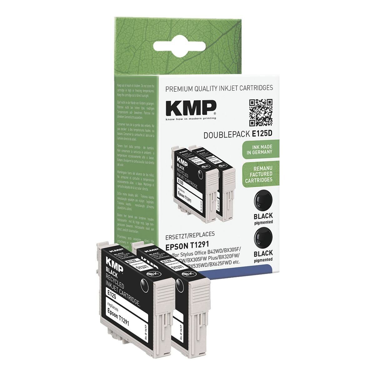 KMP Tintenpatrone (Doppelpack, 2-tlg., ersetzt Epson »T1291«, schwarz) schwarz (2x)